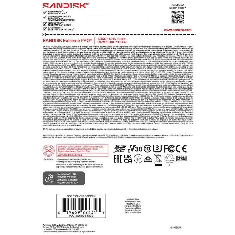 3 SanDisk 512GB Extreme Pro UHS-I SDXC Memory Card, 3 of 3