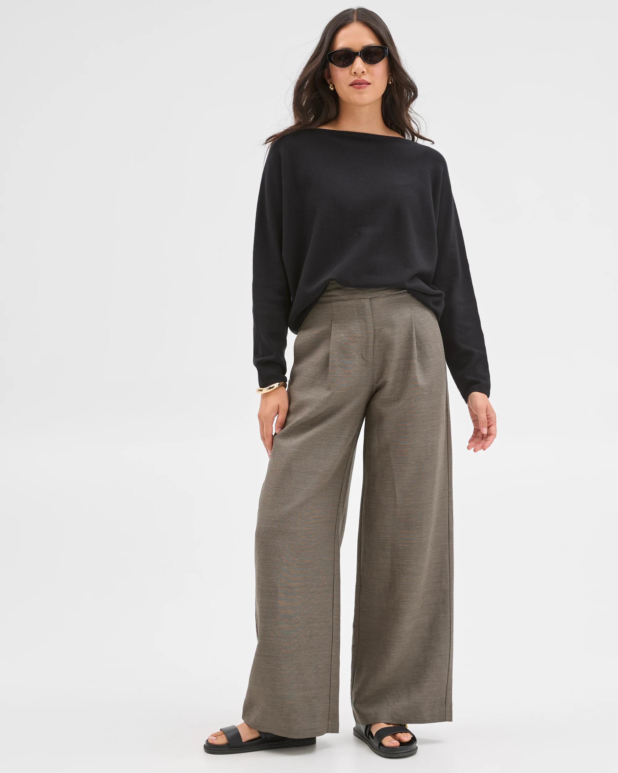 1 Preview Dolman Sleeve Boat Neck Knit Jumper BLACK, 1 of 6