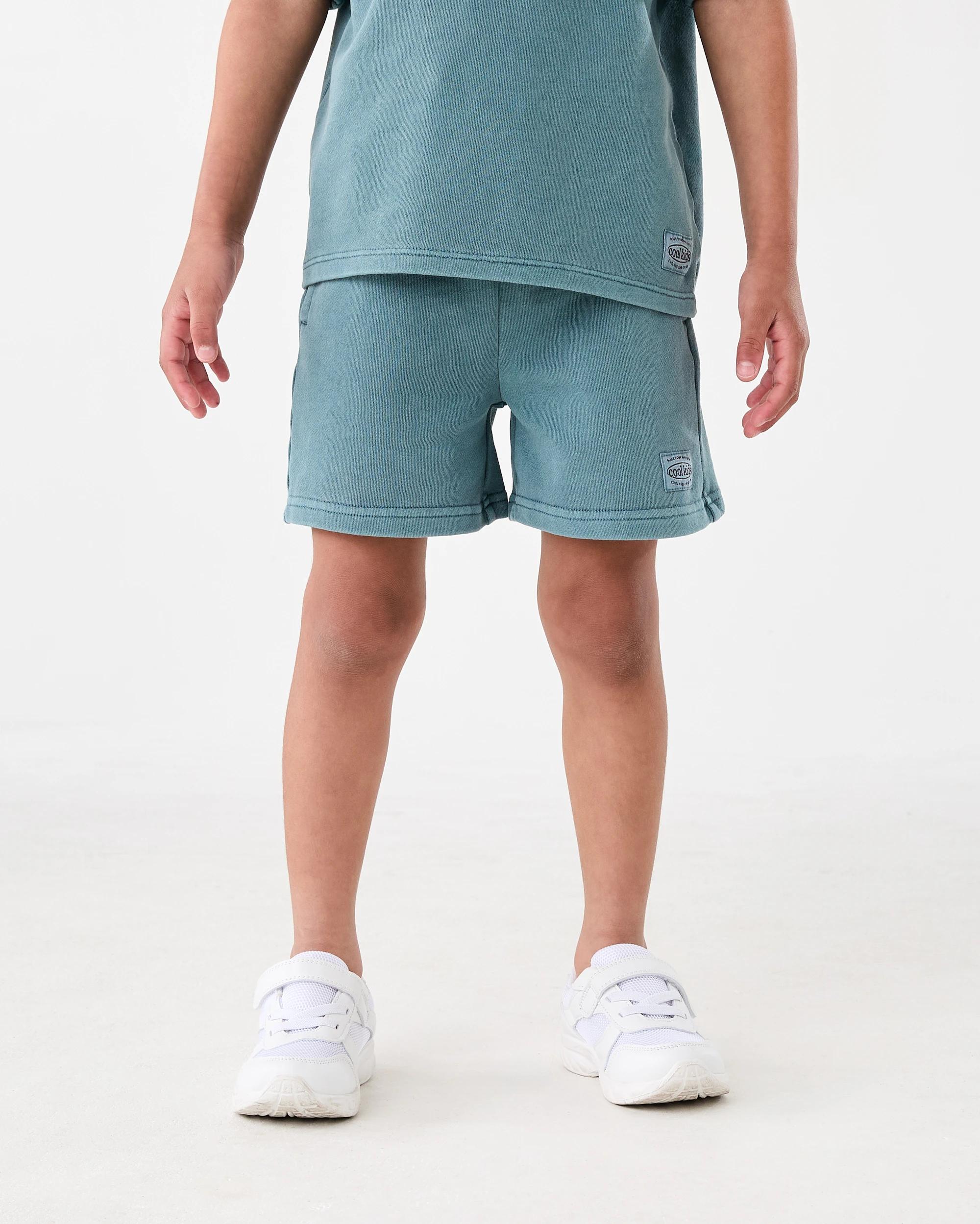 1 Acid Wash Knit Shorts Gbln Blue, 1 of 7