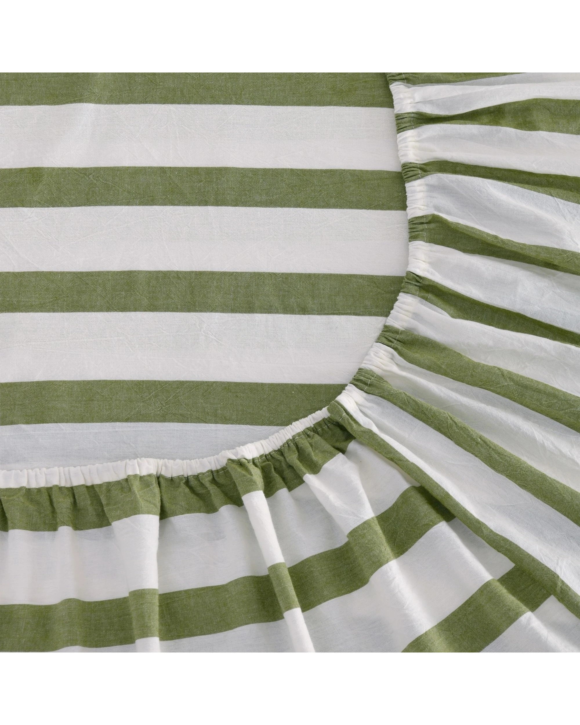 4 Dreamaker Cove Yarn Dyed Washed Cotton Striped Sheet Set - King Single Bed - Olive, 4 of 7