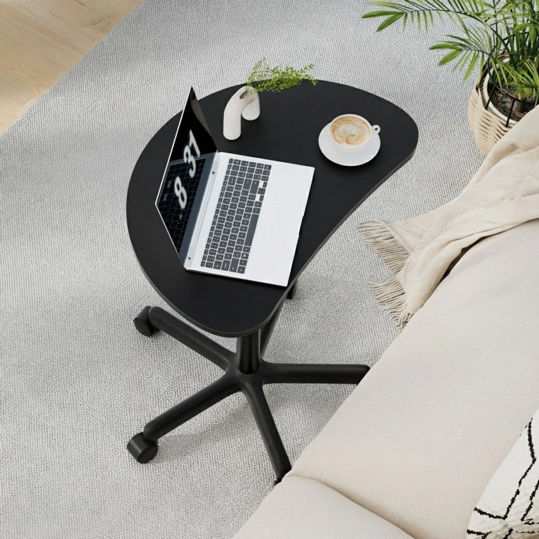 4 Artiss Laptop Desk Portable Height Adjustable Table Caster Wheels 60CM - Black, 4 of 6