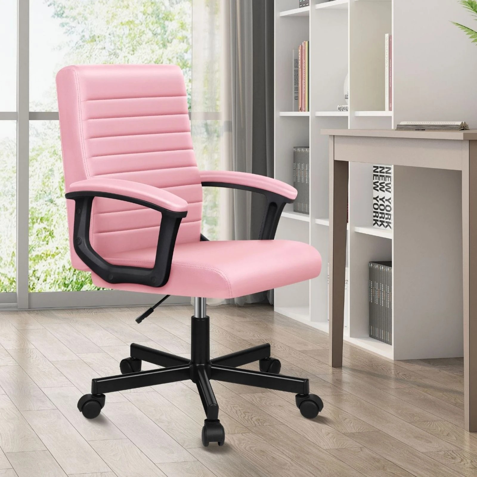 2 Alfordson Office Chair Executive Computer Seat Work Gaming Mid Back - Pink, 2 of 9