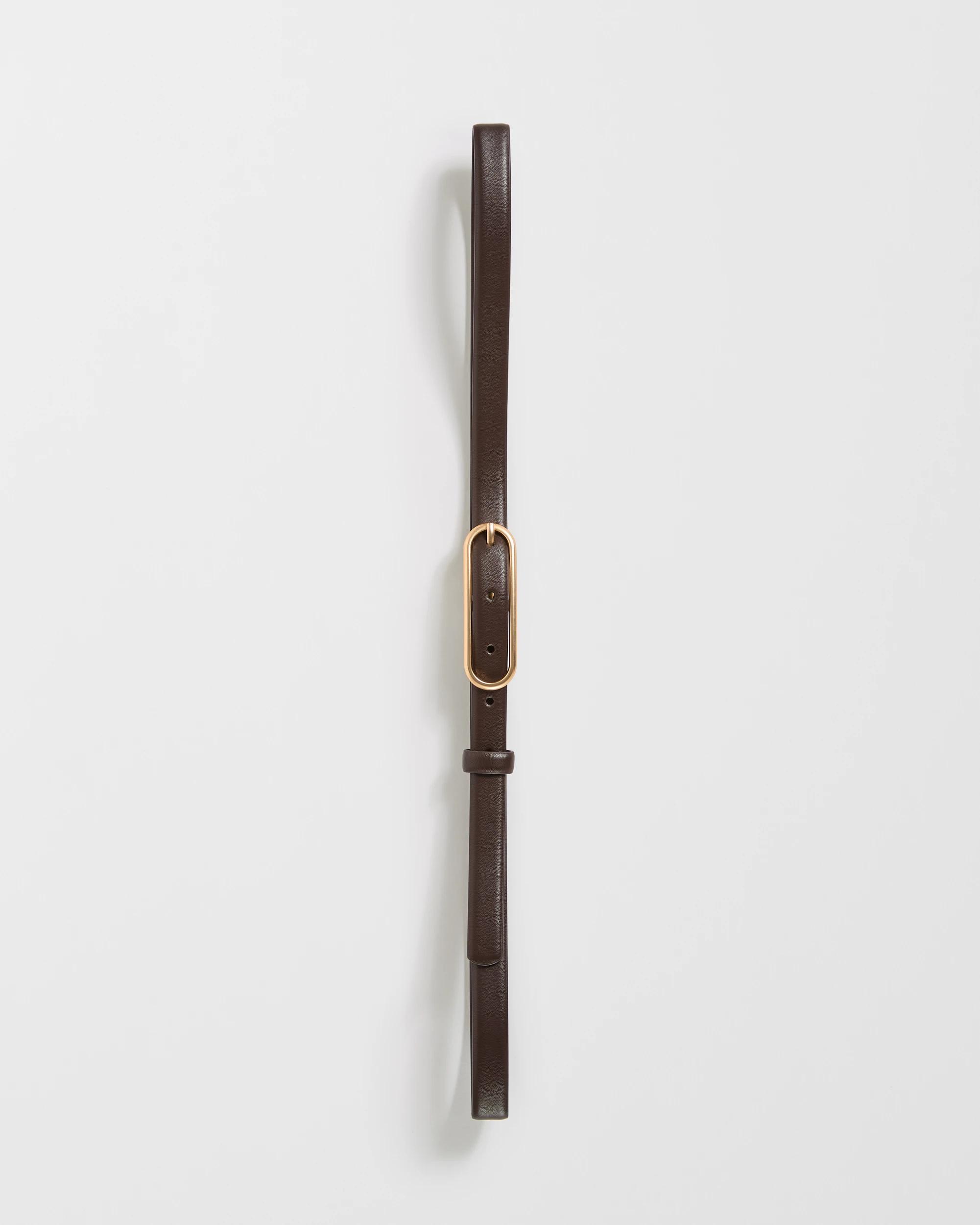 2 Target Woman Elongated Oval Buckle Slim Belt CHOCOLATE, 2 of 3