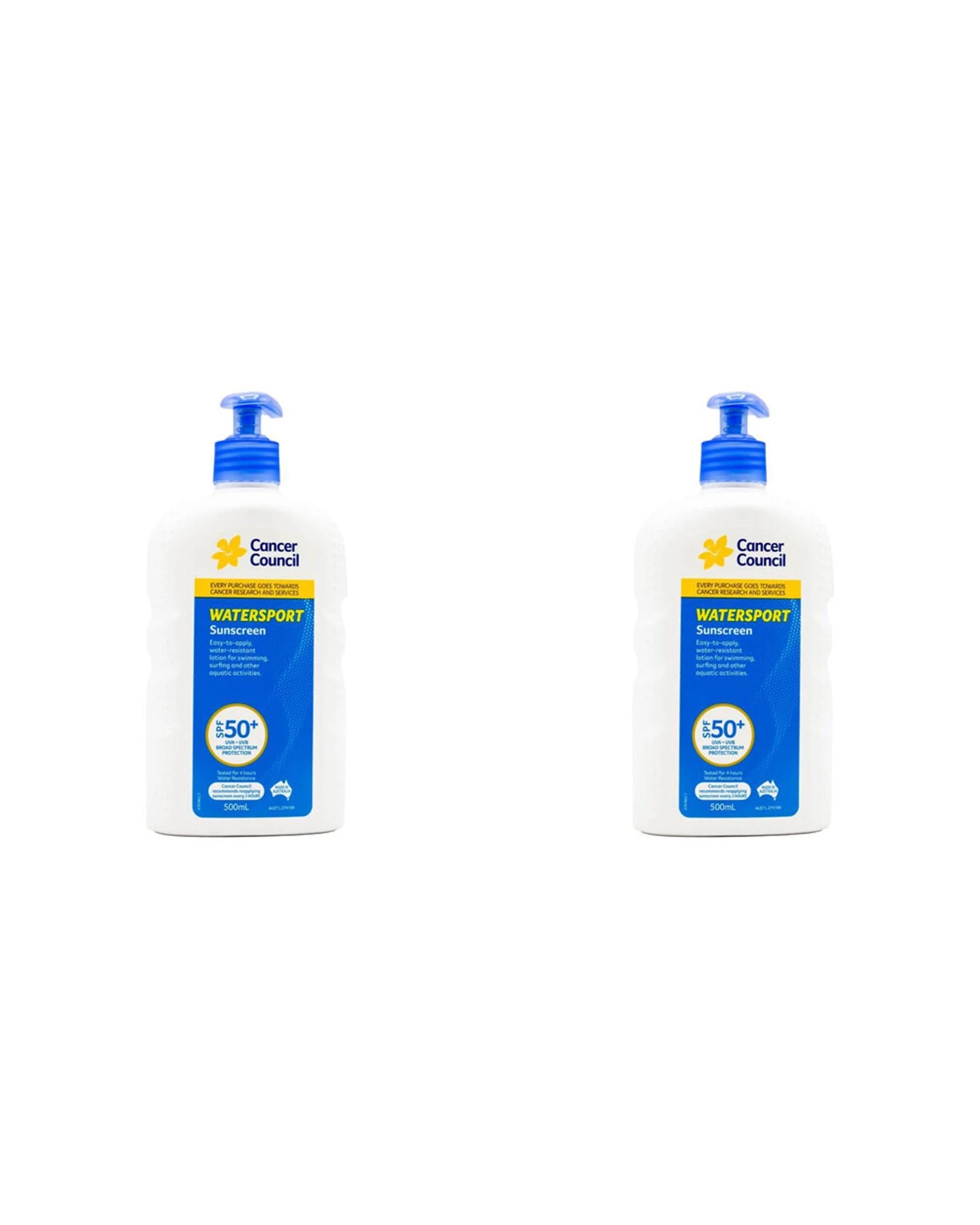1 Cancer Council 2PK Sunscreen Lotion Watersport SPF50 500ml - Multi, 1 of 3
