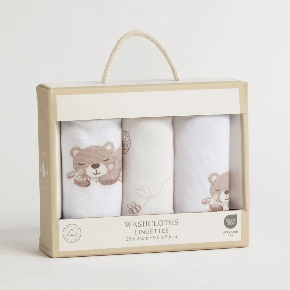 4 Living Textiles - Wash Cloths 3pk - Cuddly Bear - Assorted, 4 of 4