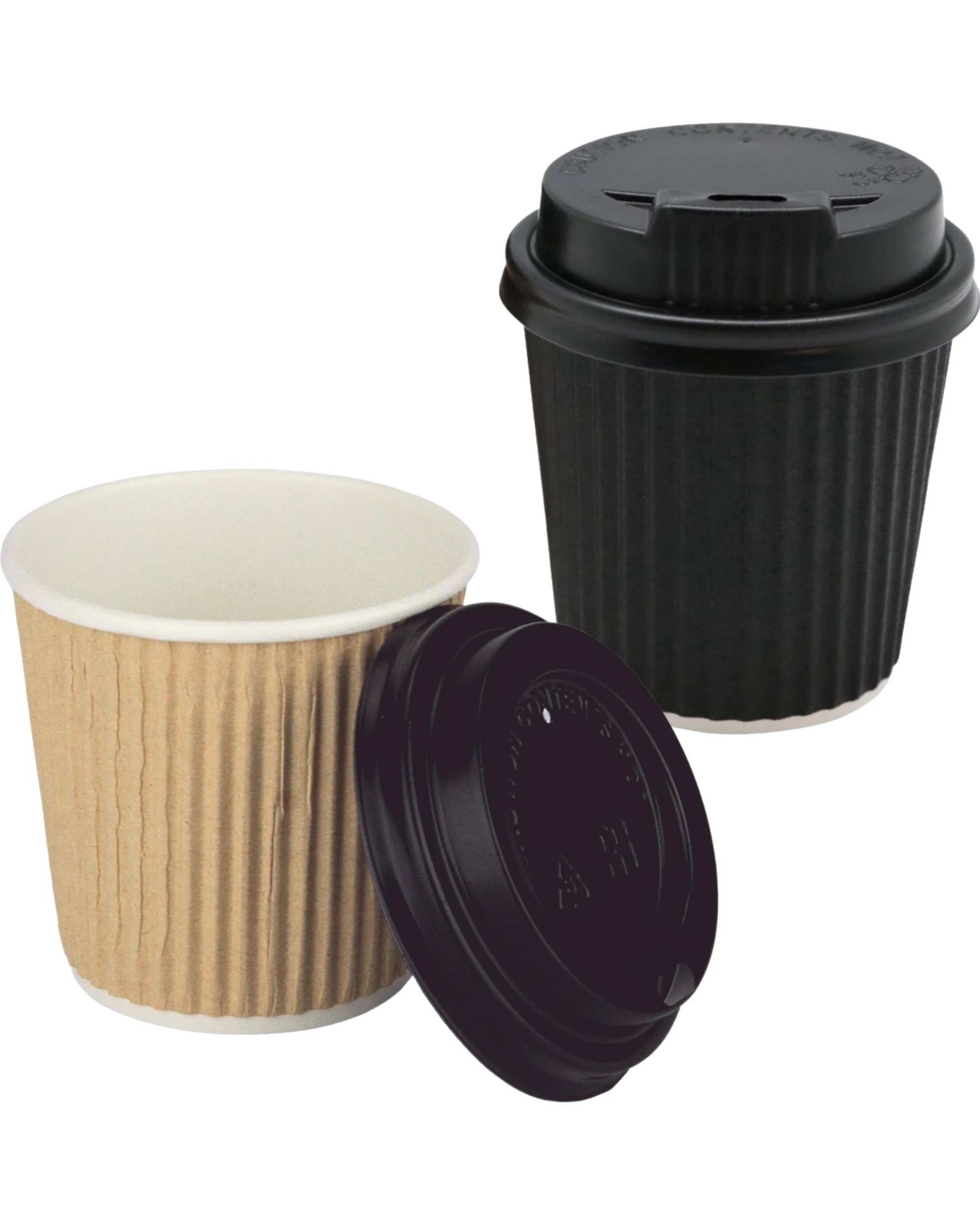 1 Lemon & Lime Ripple Double Wall 120ml Paper Coffee Cups With Lids Pack of 15, 1 of 5