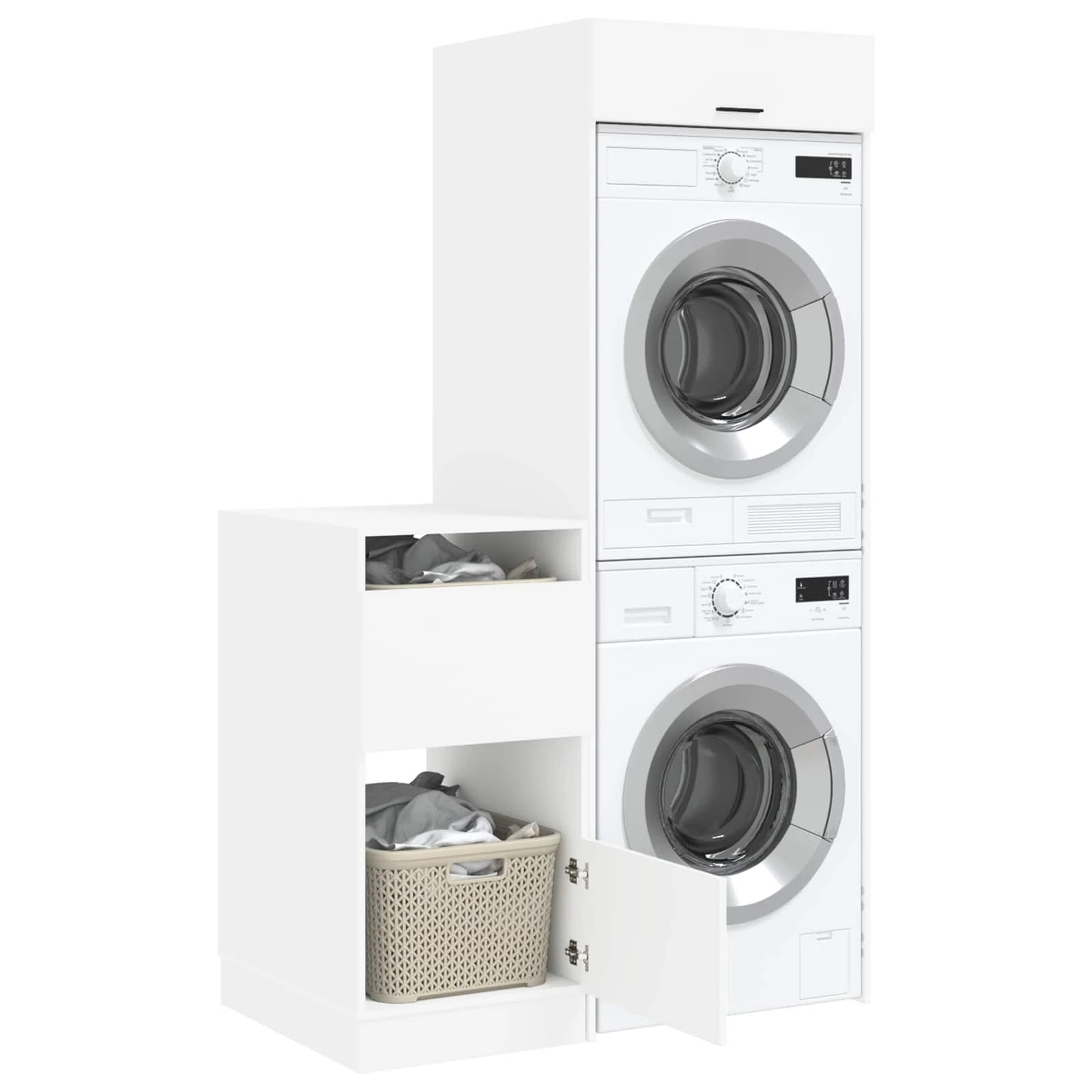 3 vidaXL Laundry Cabinet Set Ample Storage - White, 3 of 10