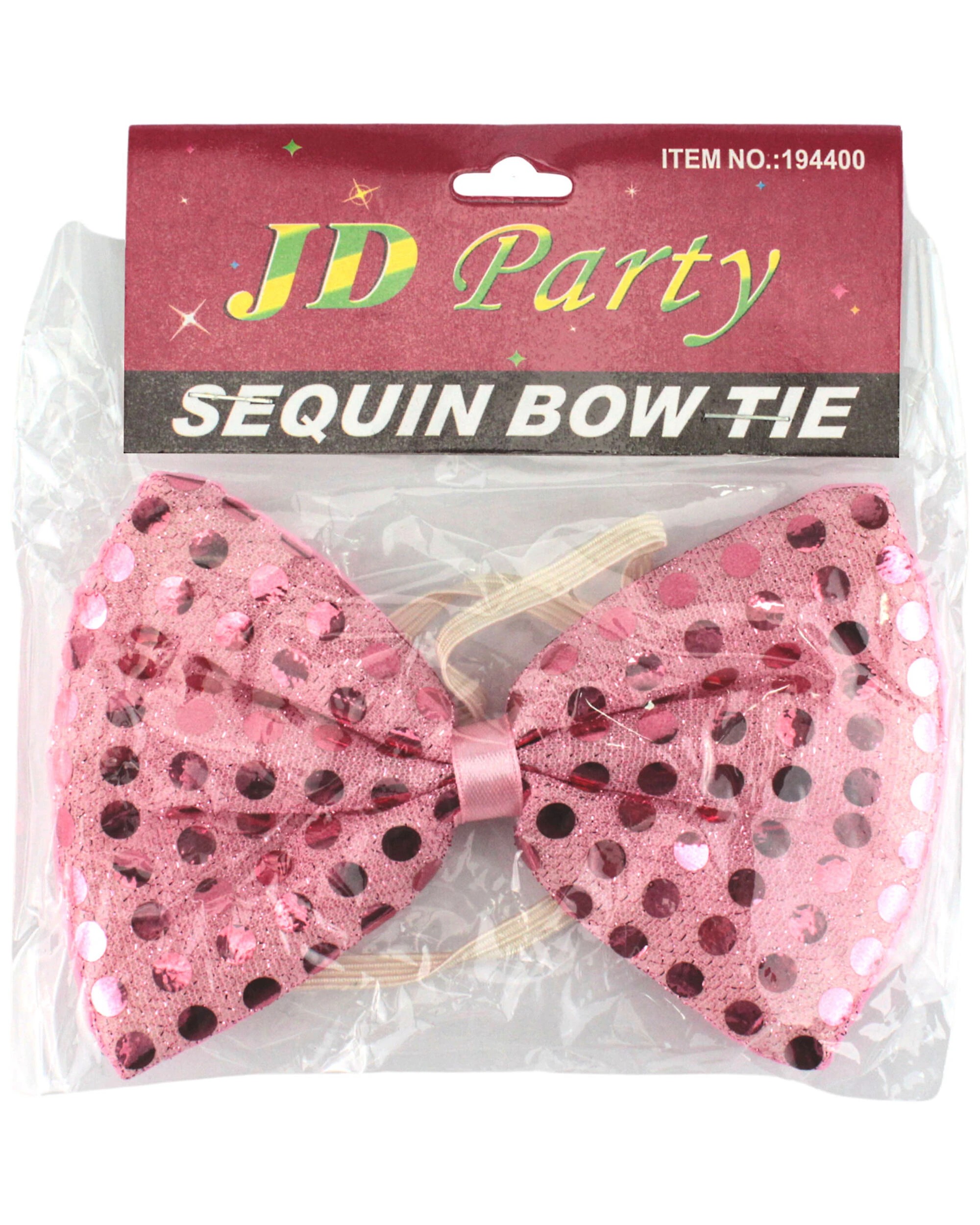 2 JD Party Adult Sequin Bow Tie - One Size - Pink, 2 of 3