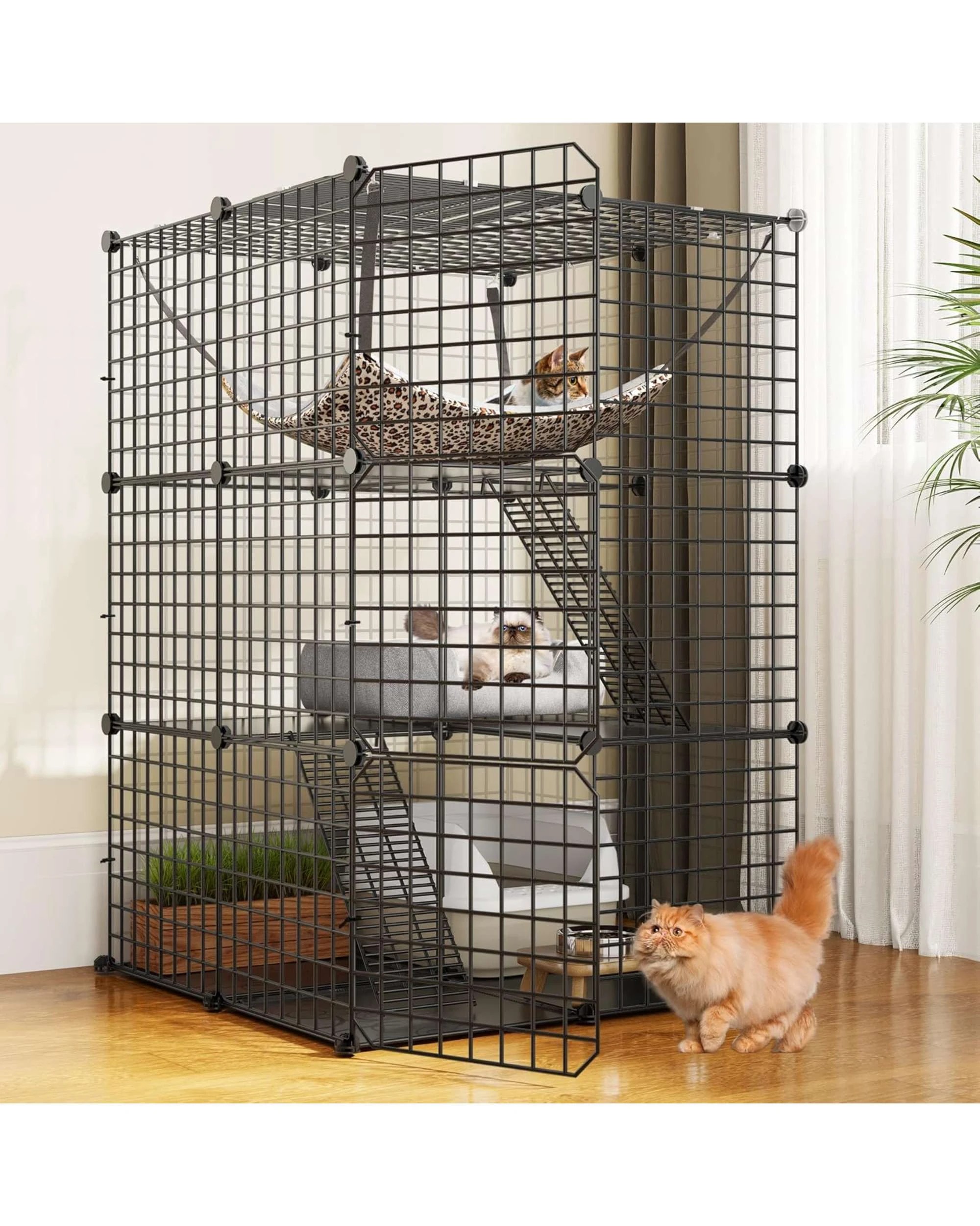 3 Advwin DIY Cat Cage 3 Tier Pet Crate Cat Villa, 3 of 8