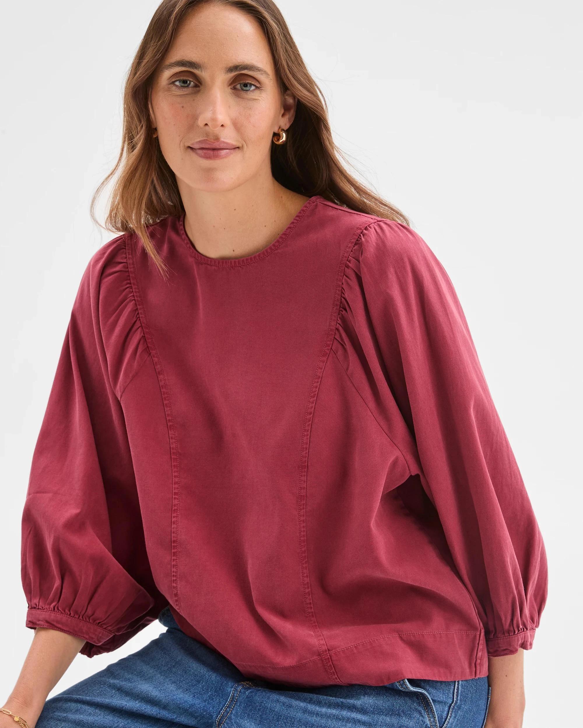 4 Target Woman 3/4 Length Sleeve Princess Blouse MULBERRY, 4 of 7