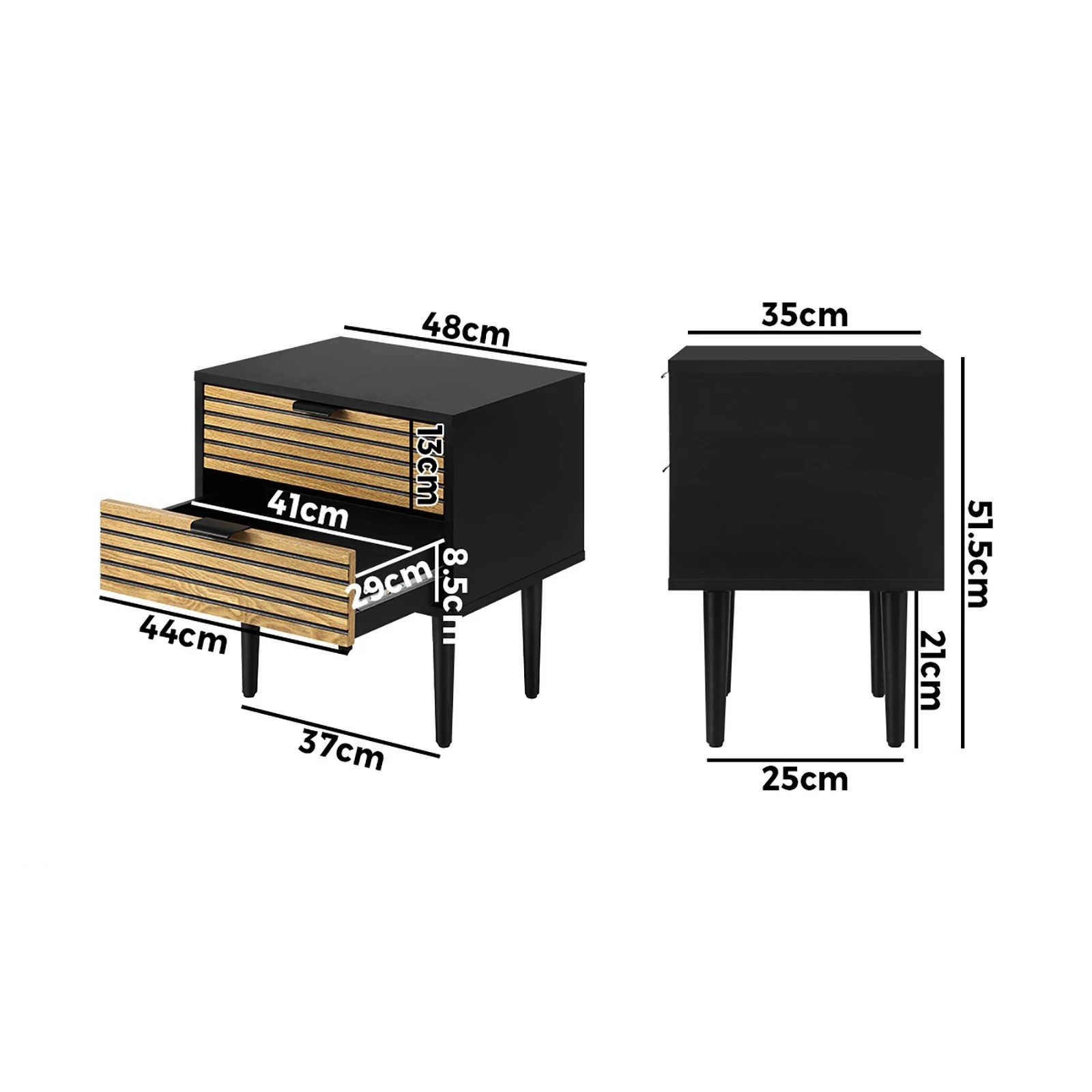 2 Oikiture 2PCS Bedside Table 2 Drawers Side Table Storage Unit - Multi, 2 of 8