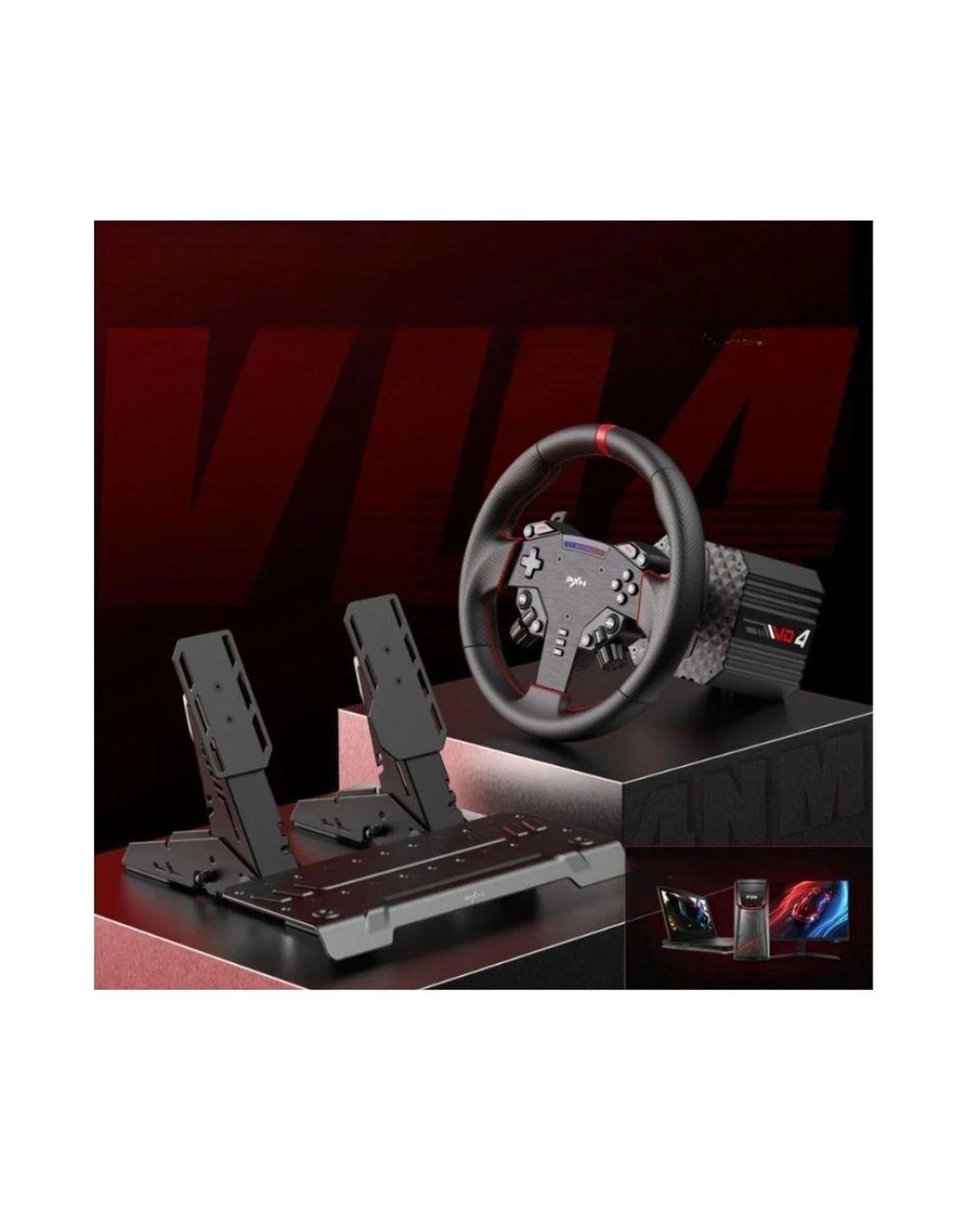 2 PXN VD4 Bundle F Direct Drive Racing Wheel with 4Nm Torque Pedals and LED RPM for PC Sim Racing, 2 of 3