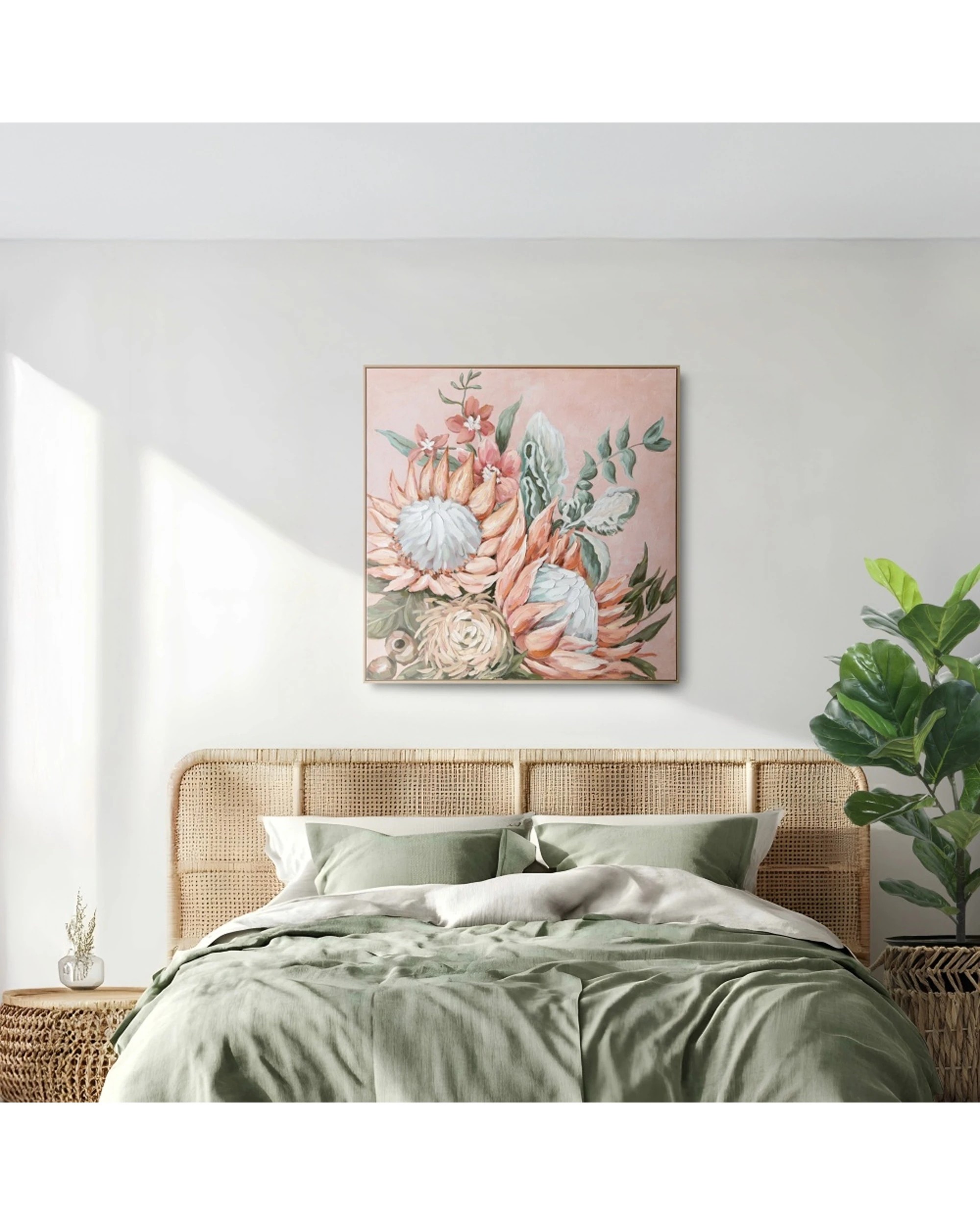 5 Urban Style Brushmarks Embellished Canvas Painting Artwork Protea 1025mm - Pink, 5 of 7