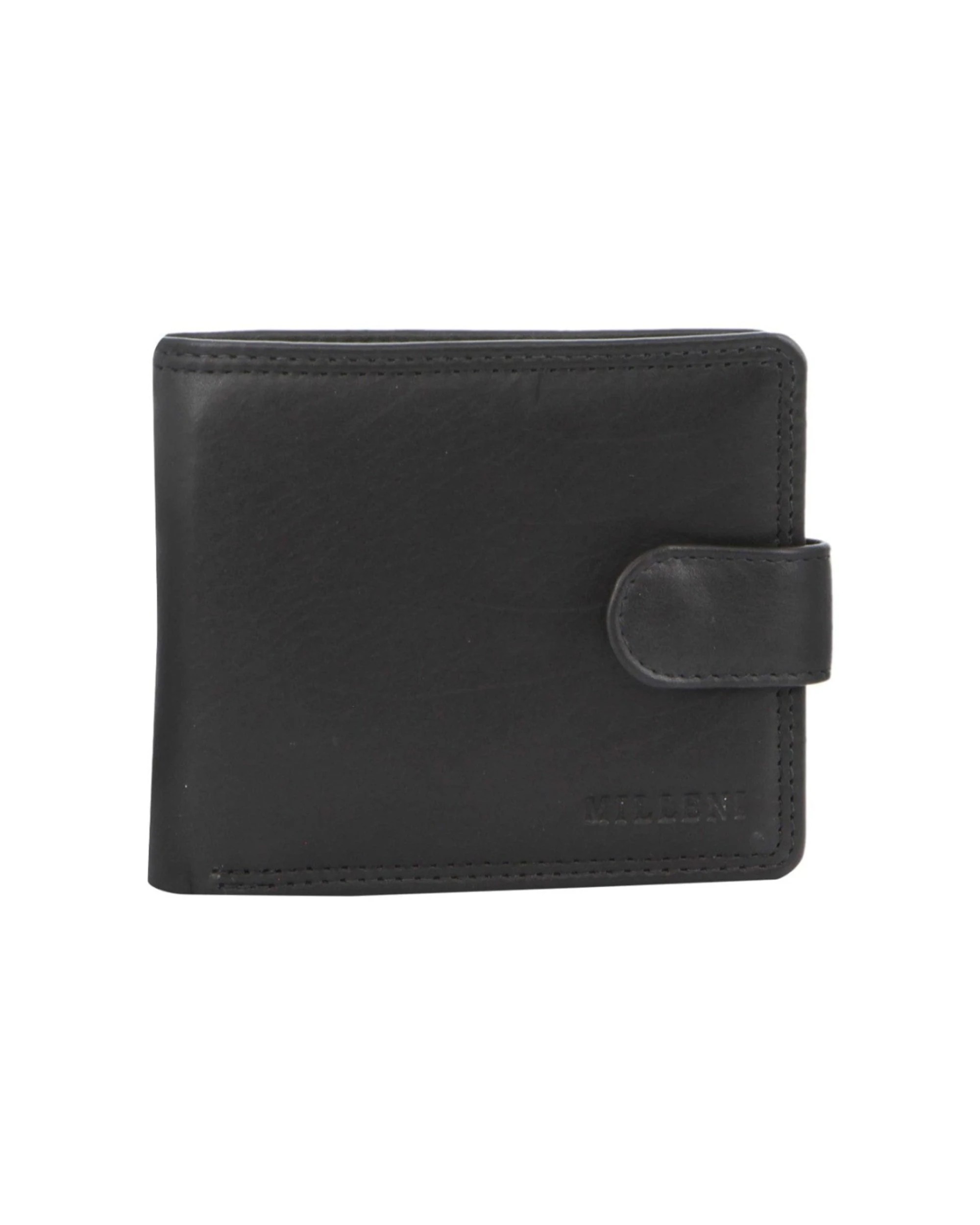 1 Milleni Men's Leather Tab Cash/Card RFID Protected Wallet 11x9.5cm - Black, 1 of 3