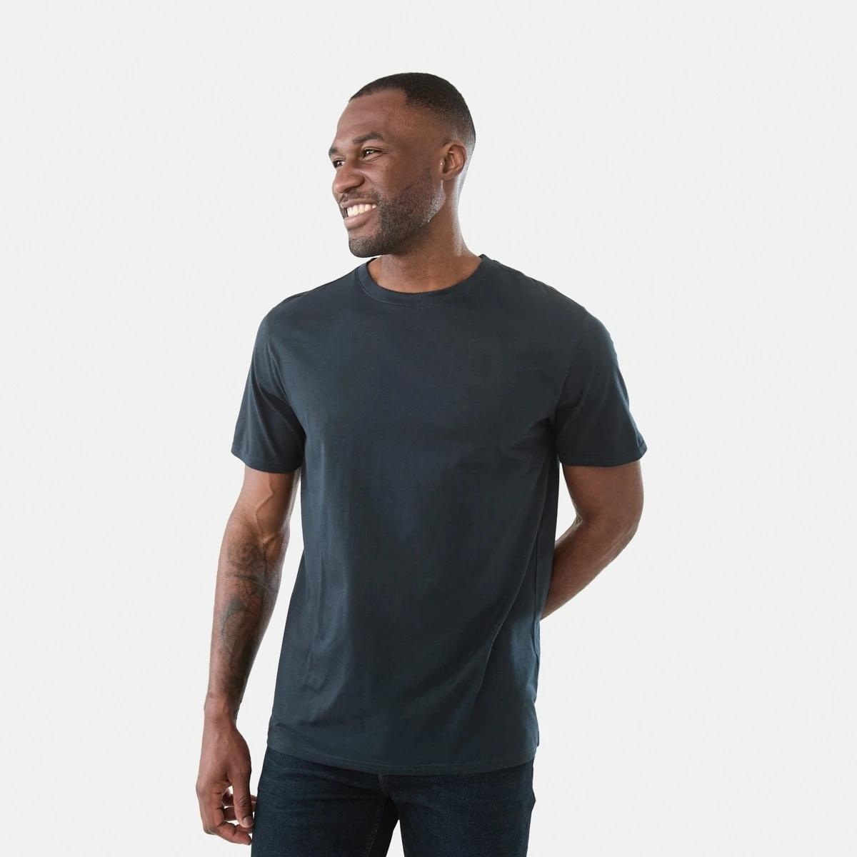 1 Australian Grown Cotton Crew Neck T-shirt Blu Night, 1 of 5