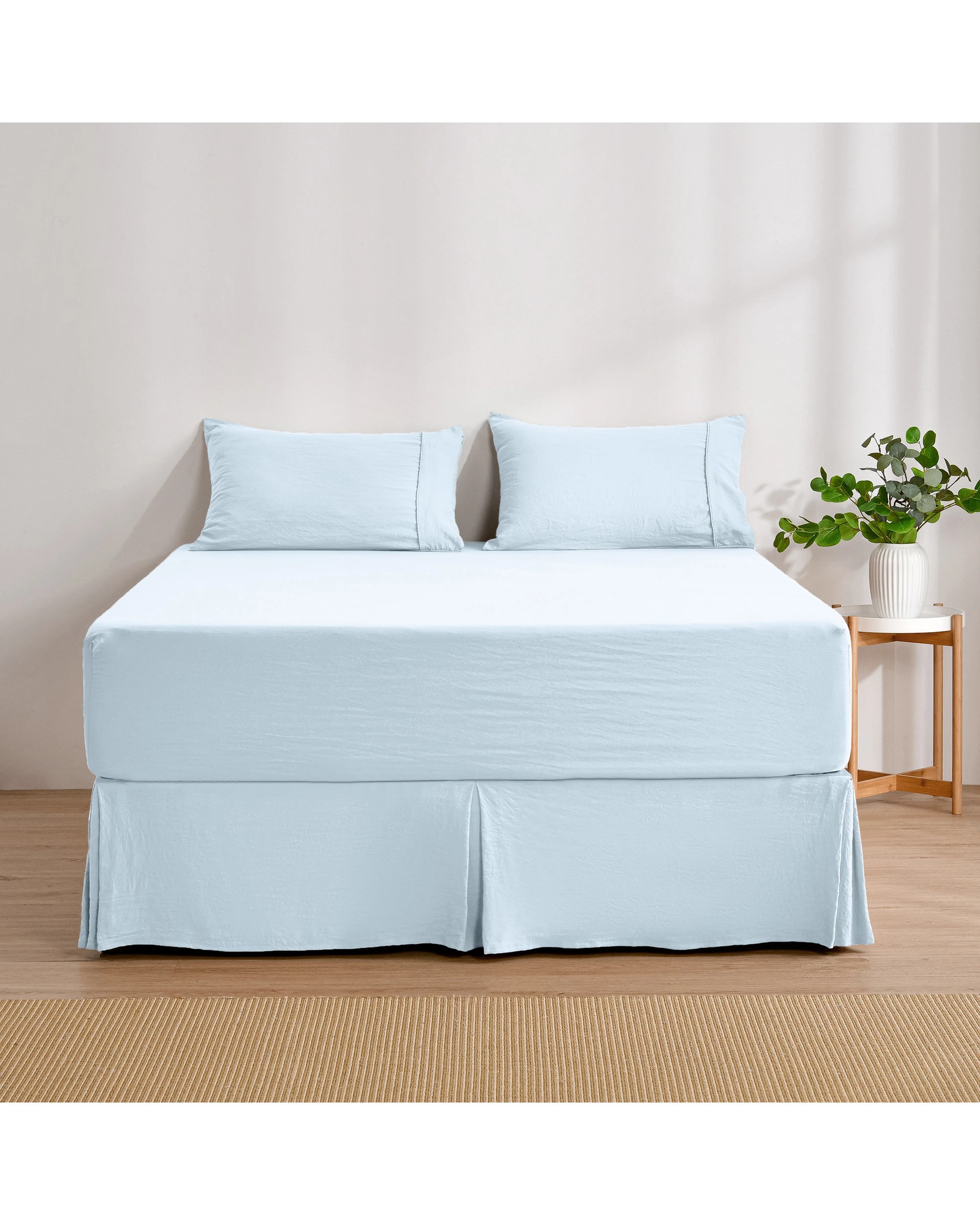 2 Dreamaker Superfine Washed Microfibre Pleated Valance - Single Bed - Ice Blue, 2 of 9