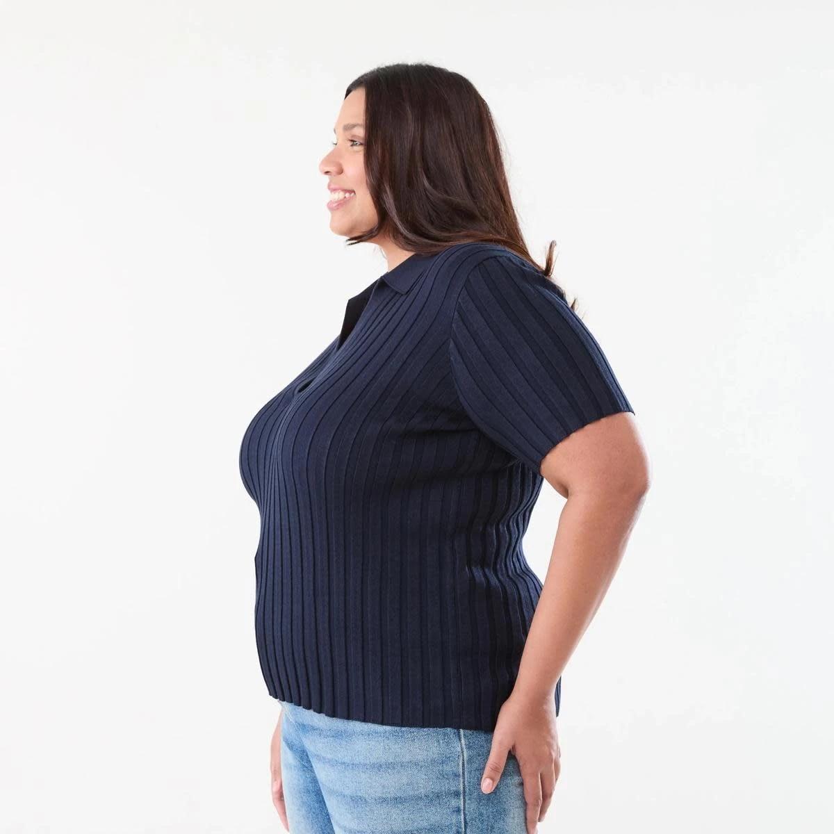 2 Curve Short Sleeve Polo Top NAVY BLAZER, 2 of 5