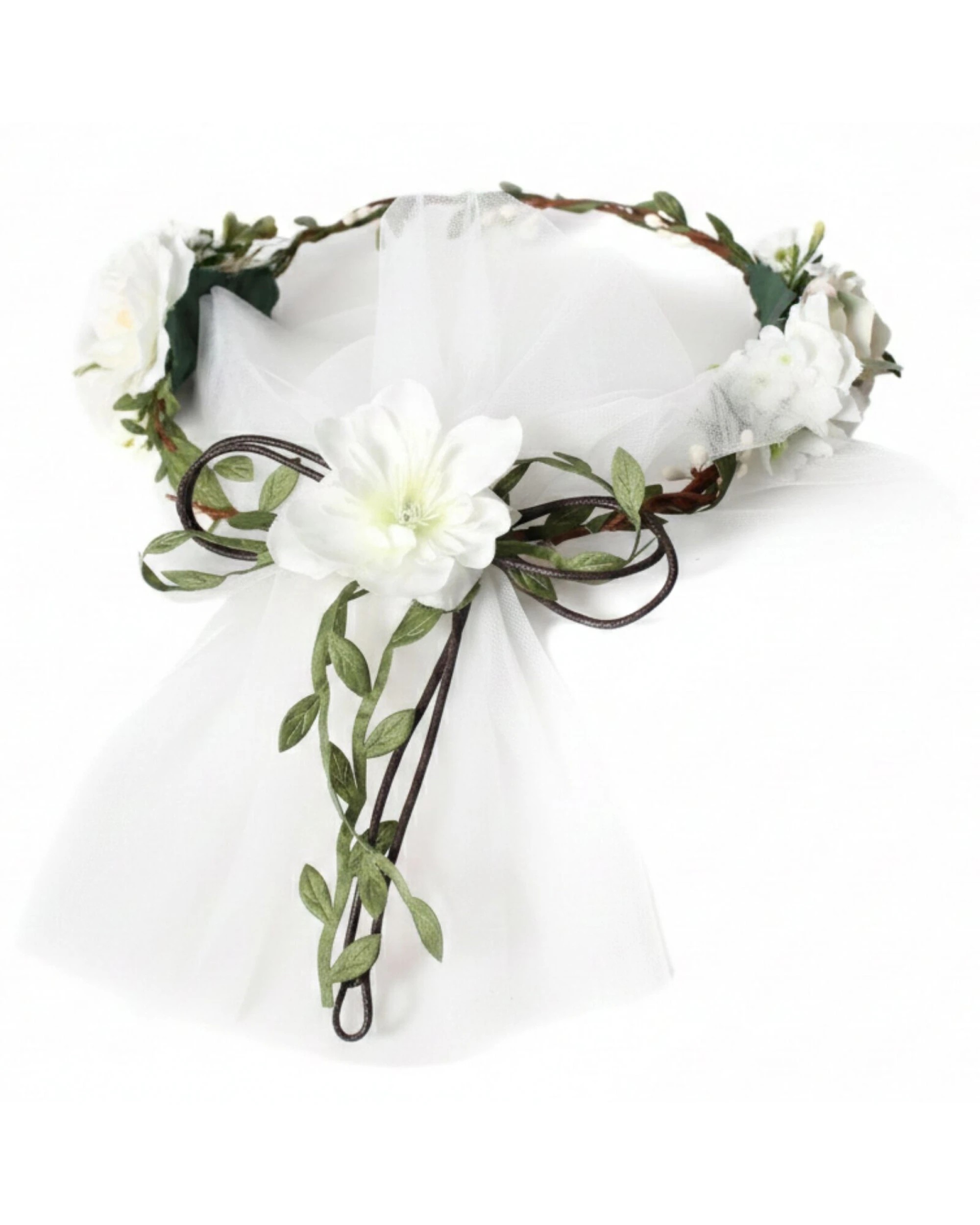3 Deluxe Flower Crown with Veil Headband for Bridal Celebrations, 3 of 3
