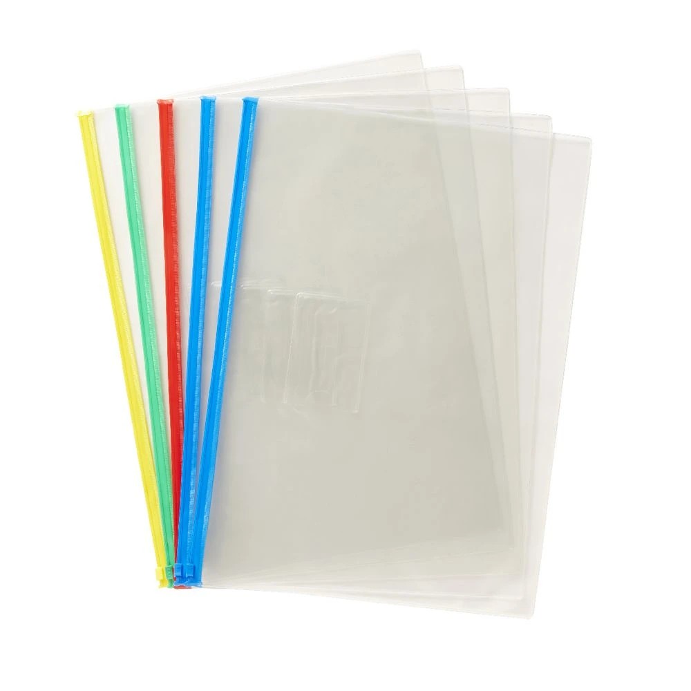 3 Keji PVC Document Wallet B4 Zip Closure 5 Pack, 3 of 4