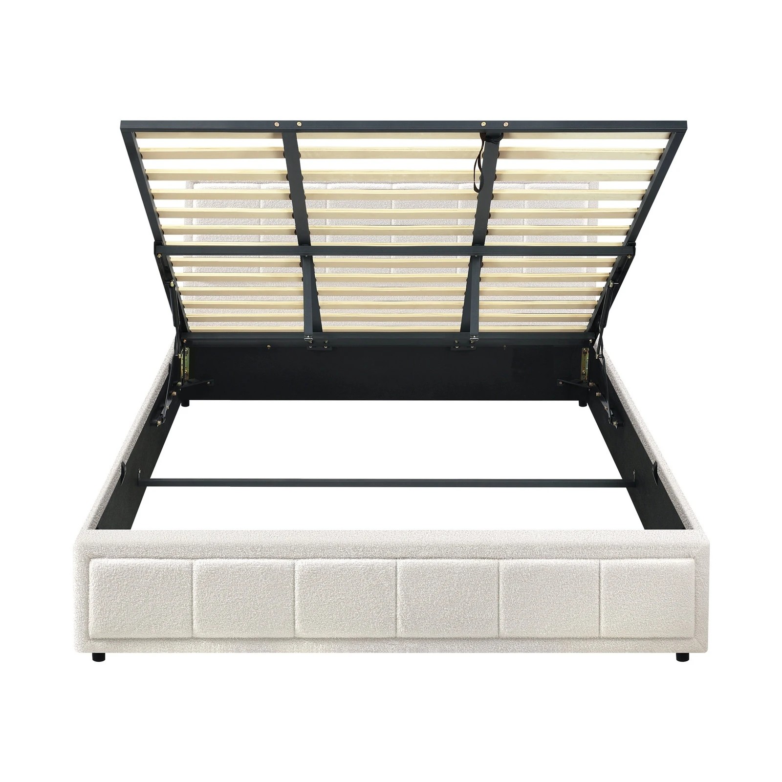 8 Oikiture Bed Frame King Size Gas Lift Storage Bed Platform Boucle White - White, 8 of 9