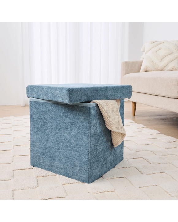 Square Storage Ottoman - Blue