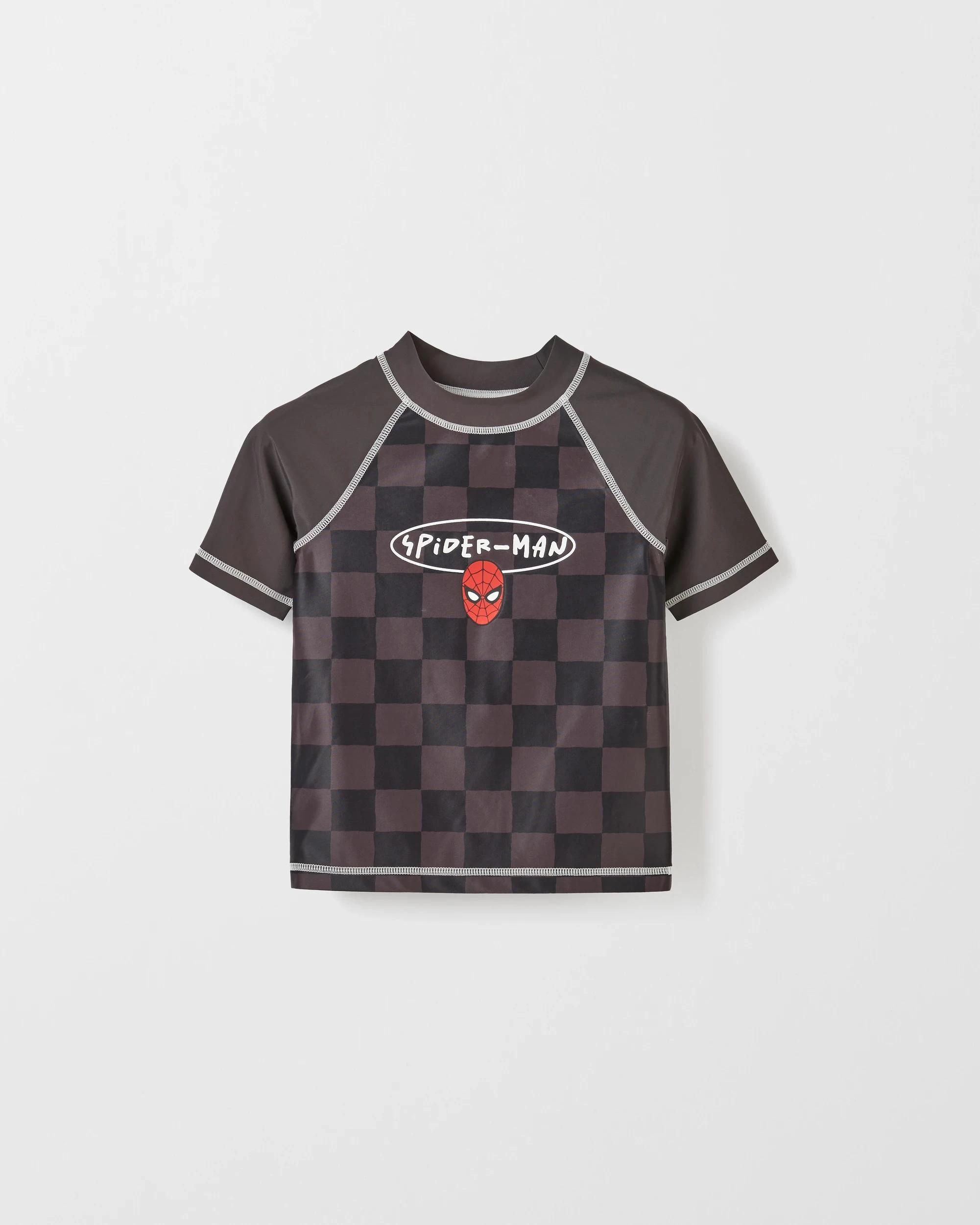 1 Spider-Man Checkered Swim Rash Vest CHARCOAL, 1 of 2