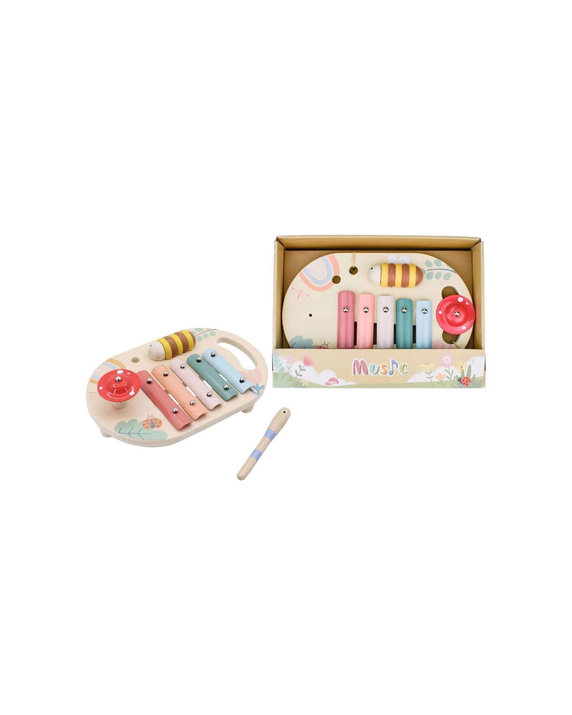 3 Kaper Kidz 3pc Wooden Spring Insect Music Table Kids Toy - Multi, 3 of 7