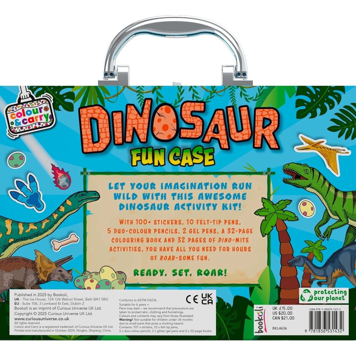 3 Colour & Carry Dinosaur Fun Case - Book, 3 of 3