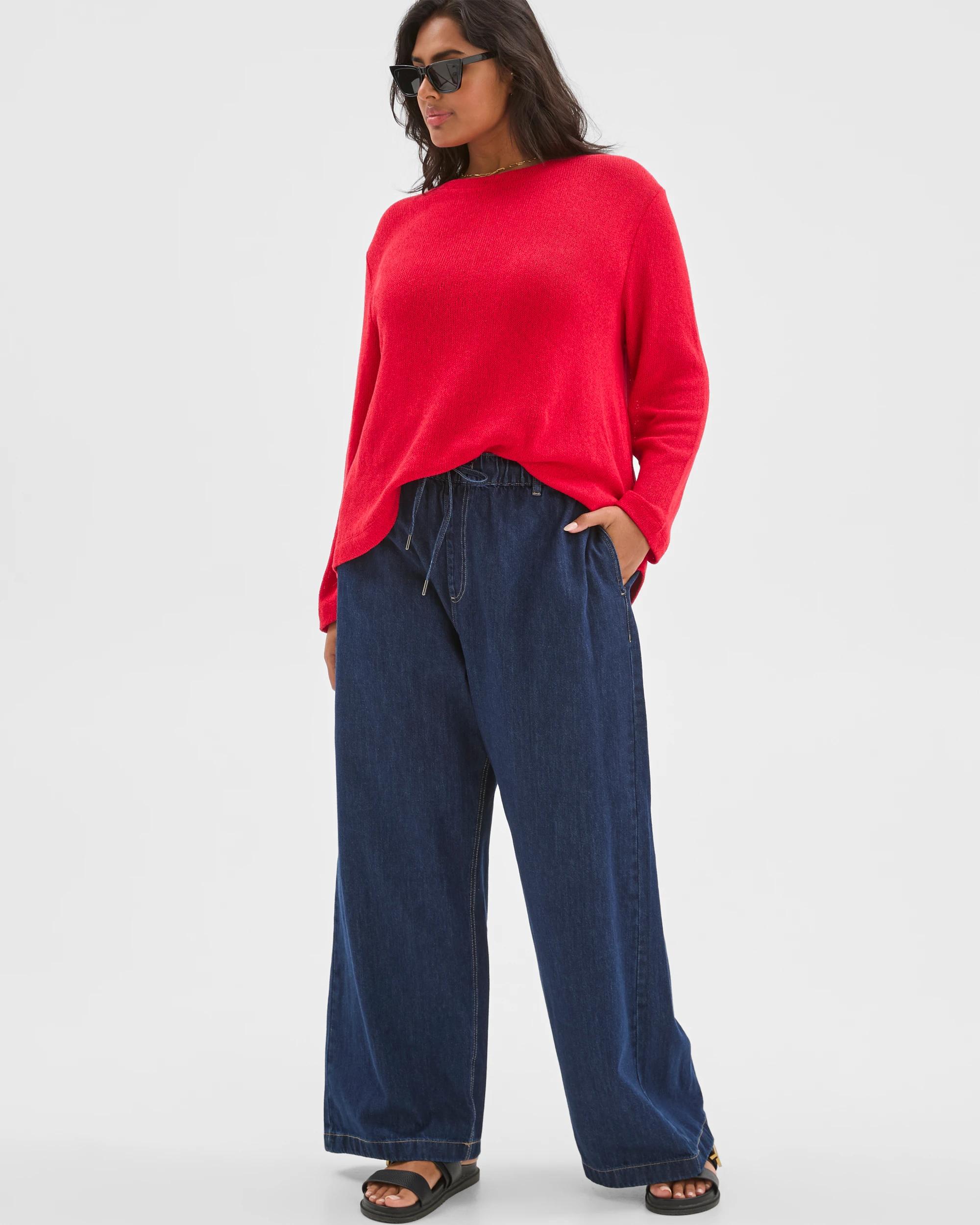 7 Target Curve Plus Size Australian Cotton Blend Textured Jumper TRUE RED, 7 of 7