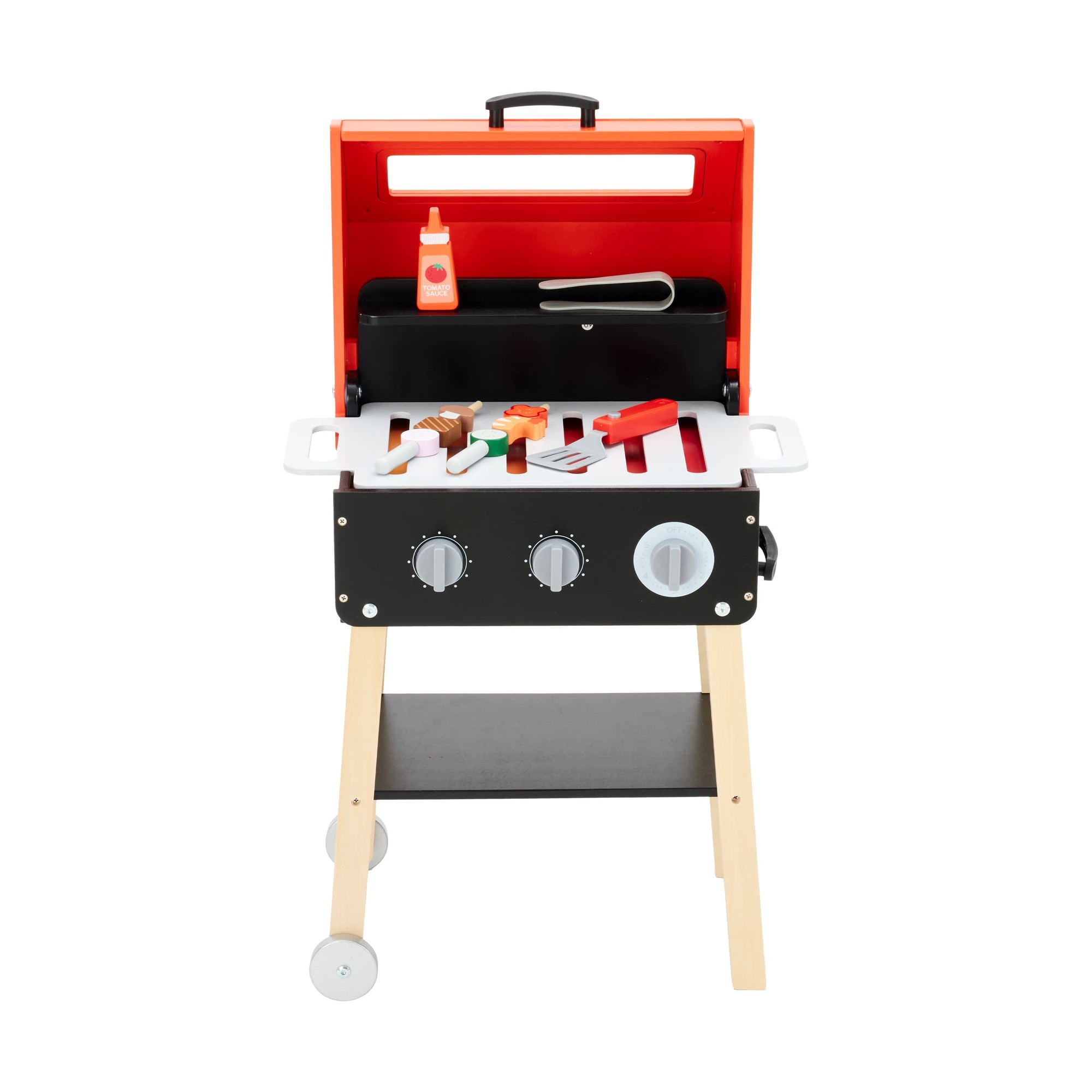 1 13 Piece Wooden Light and Sound BBQ Playset, 1 of 6