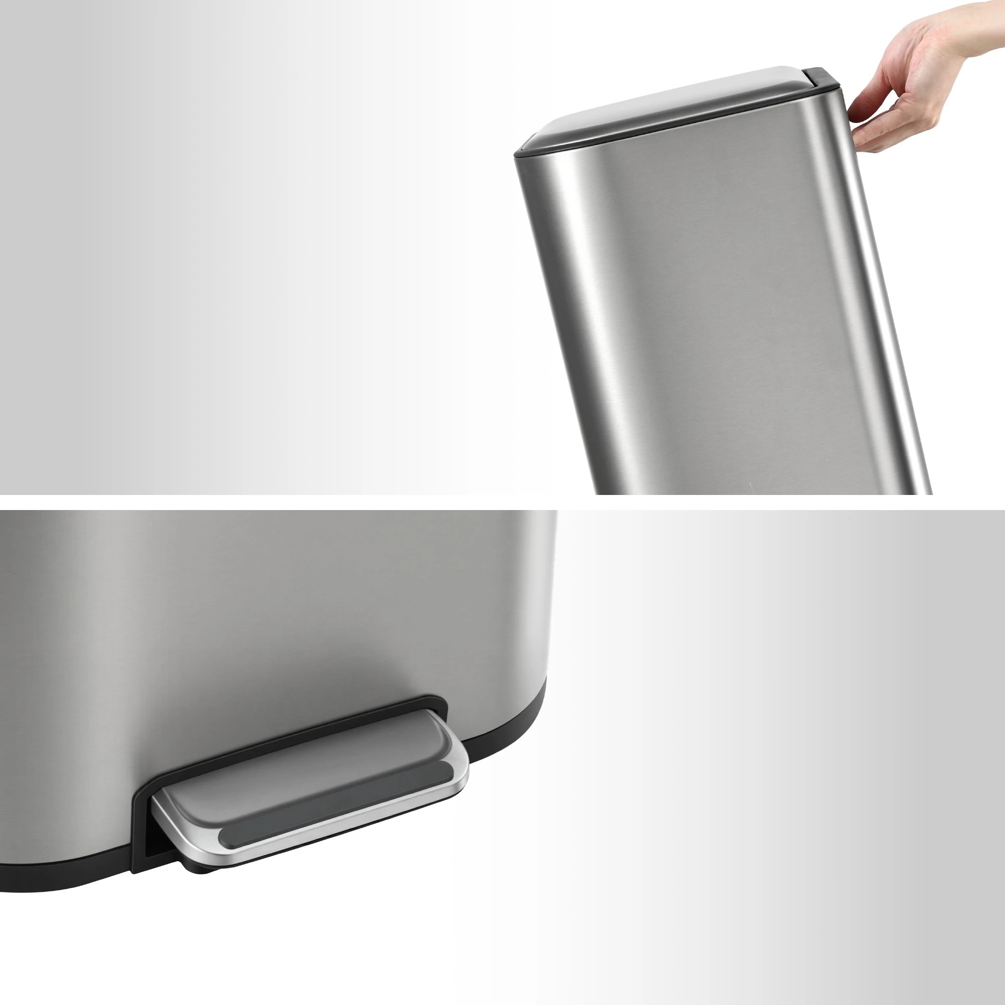 8 Cefito 40L Kitchen Trash Can Pedal Bin Rubbish Bin Steel Soft-Close Lid - Grey, 8 of 9