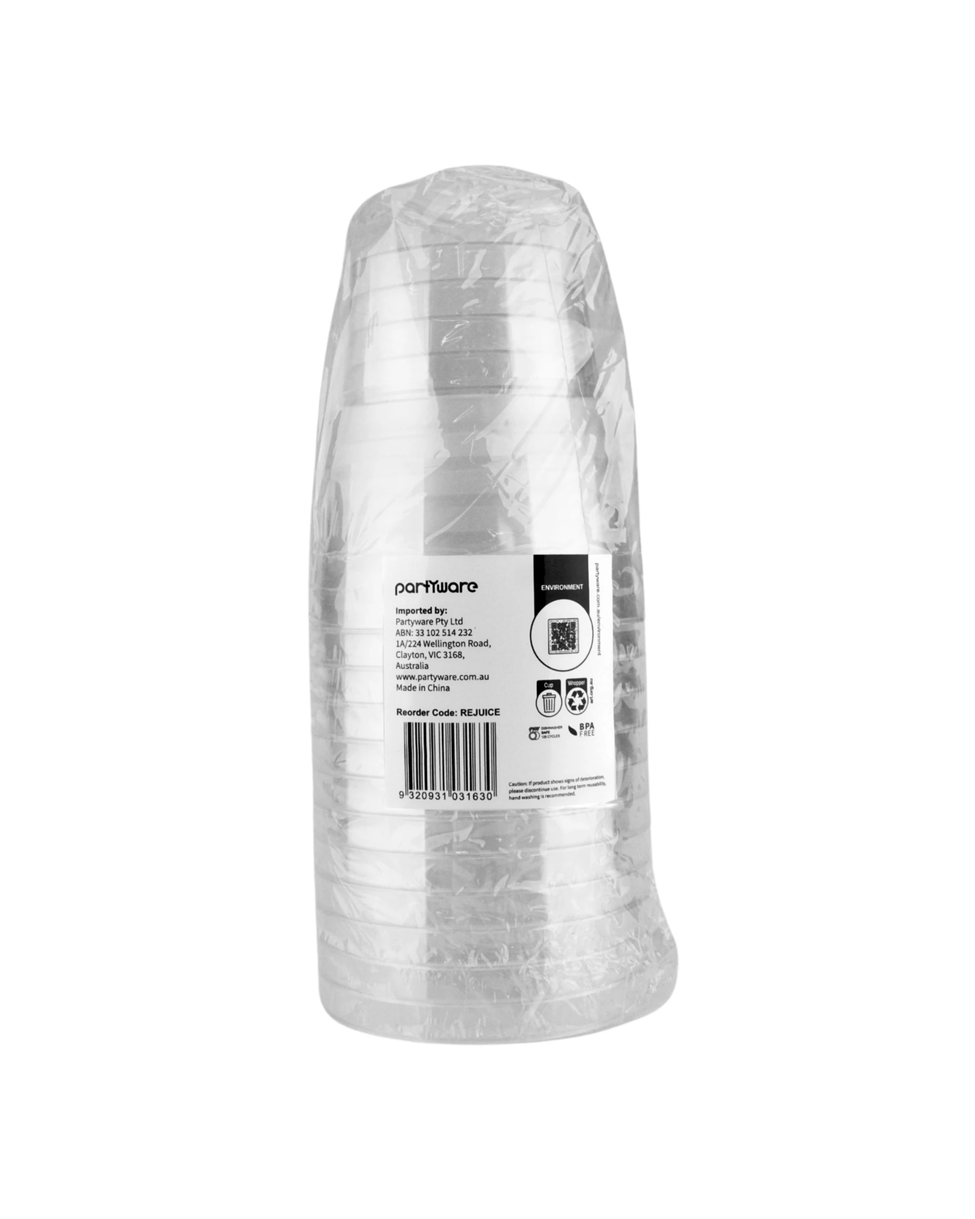 3 Partyware Everyday Living Clear Plastic Reusable Juice Cup 200ml Pack of 12, 3 of 3