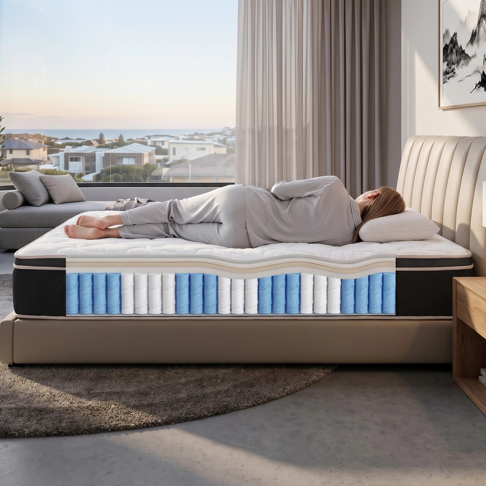7 Giselle Bedding 35cm Mattress Firm with Copper Memory Foam and Edge Support - Single Bed - Multi, 7 of 9