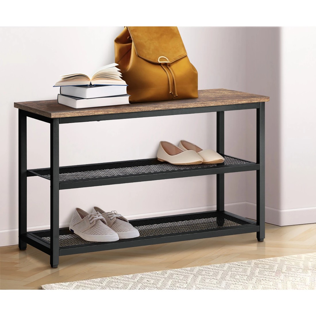3 Oikiture Shoe Cabinet Bench Shoes Rack Shelf Storage 3-tier Industrial Furniture
 - Multi, 3 of 9