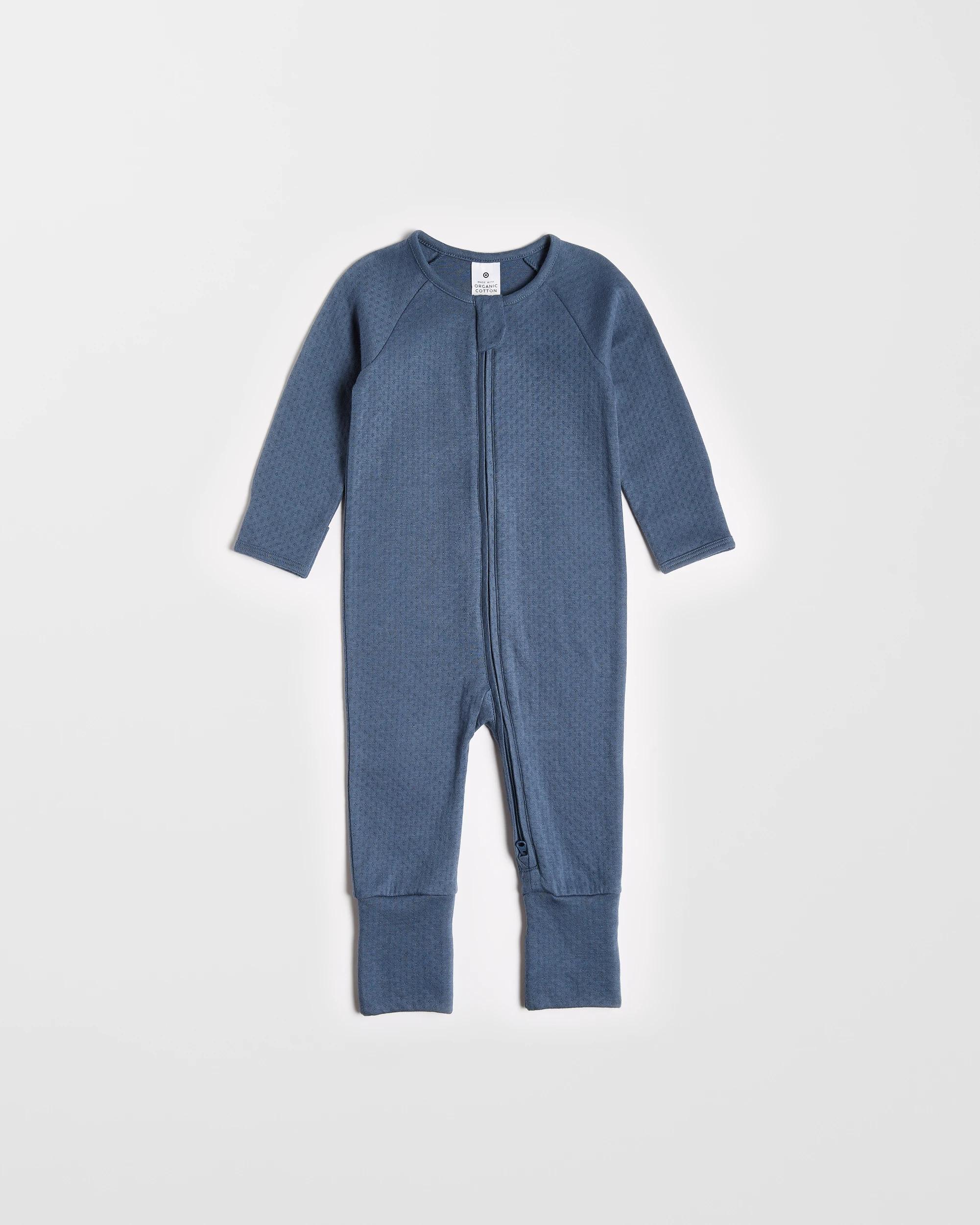 1 Target Organic Cotton Baby Pointelle Zip Coverall NAVY BLUE, 1 of 3