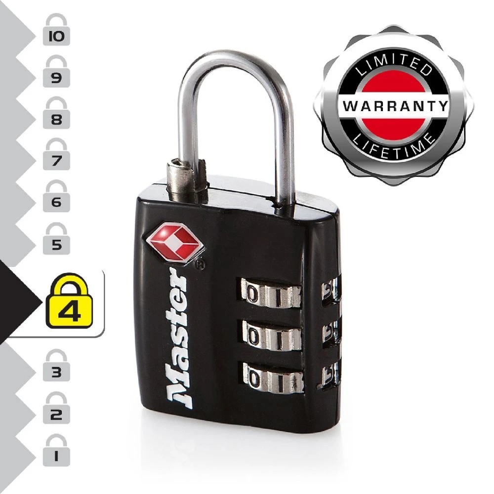 4 Masterlock Luggage TSA Combination Padlock 30mm, 4 of 7