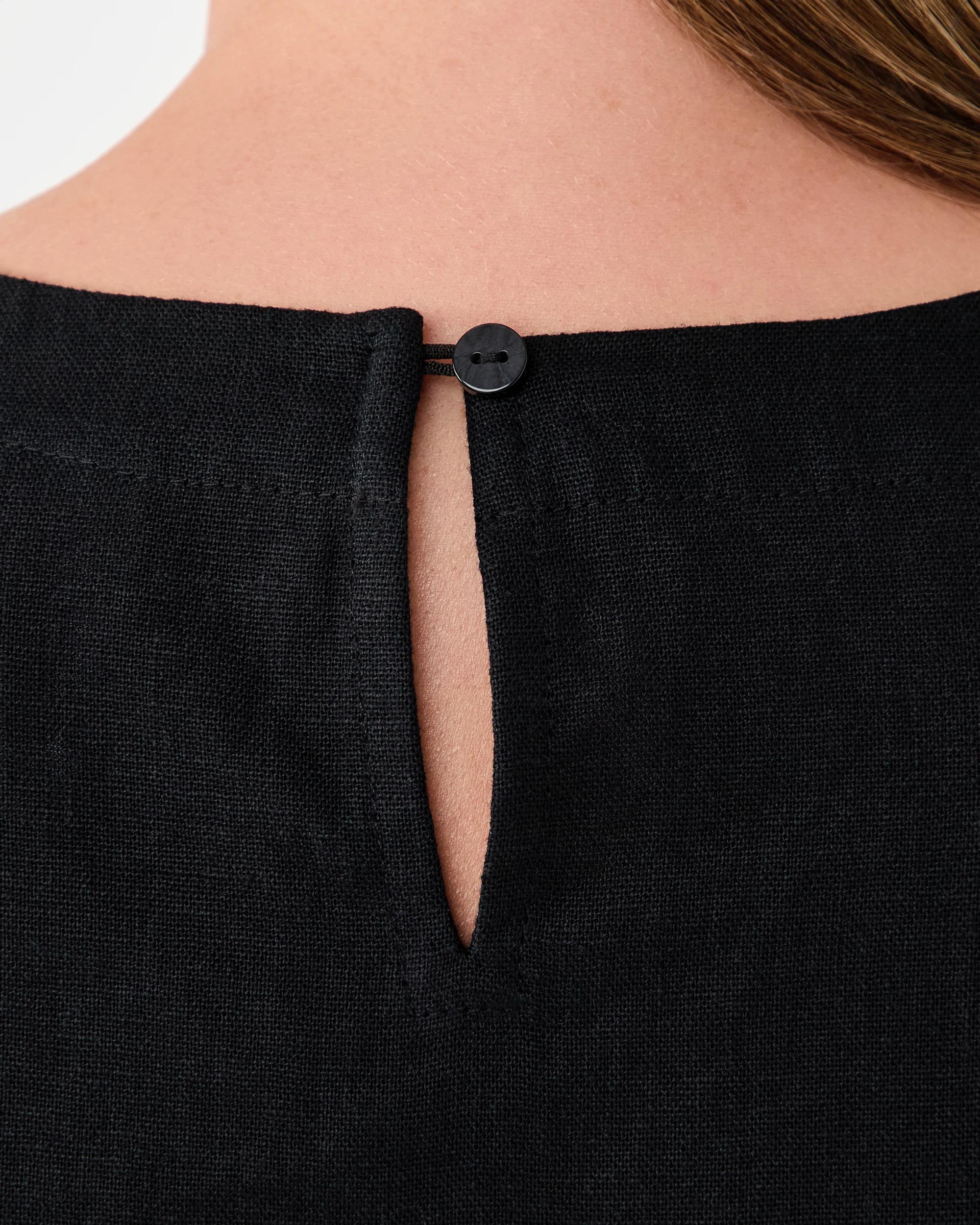 7 Short Sleeve Linen Blend Boxy Top Black, 7 of 7