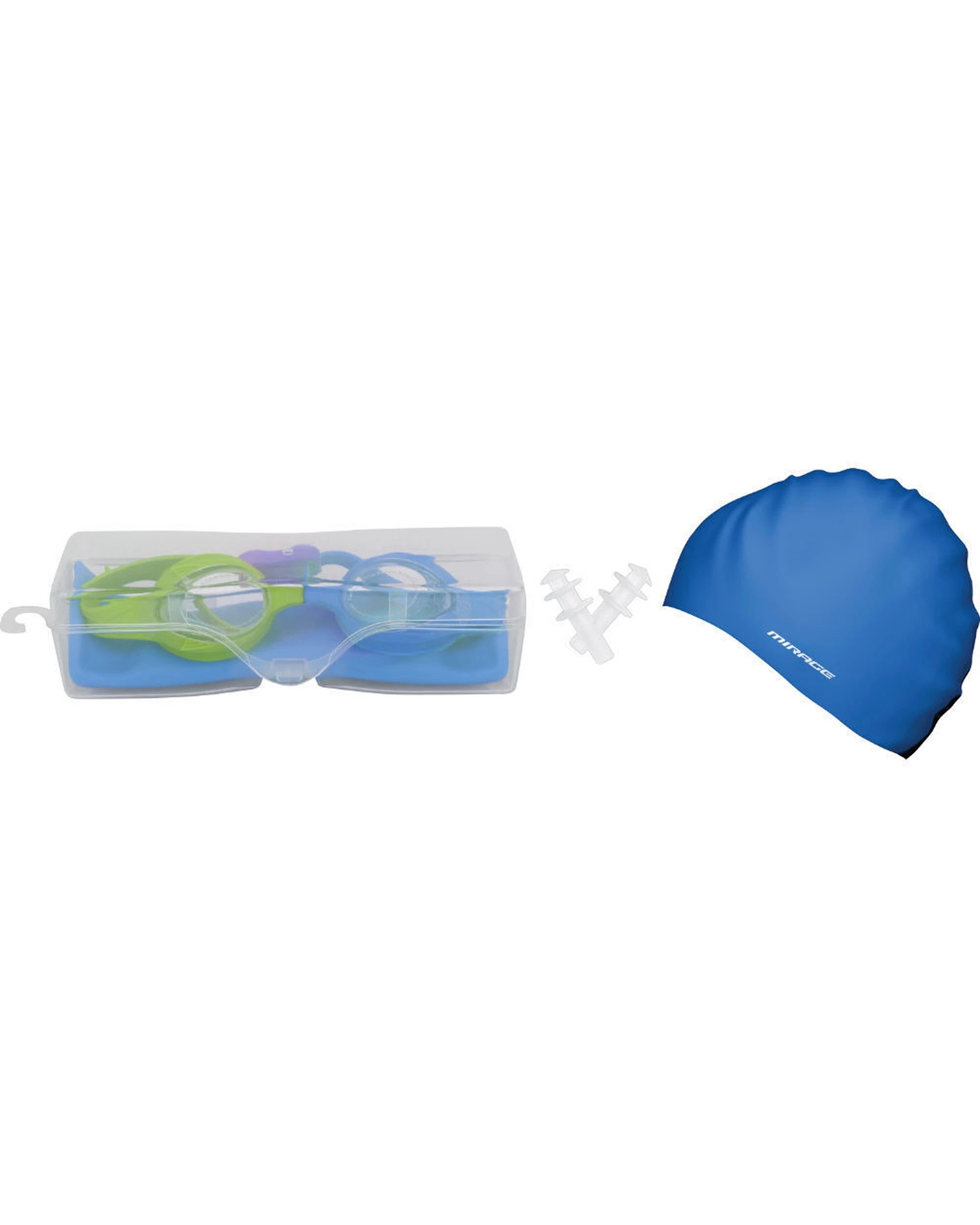 2 Mirage 2PK Kids Goggles Swim Cap Ear Plugs Swimming Pack Age 3 to 6 - Blue, 2 of 2