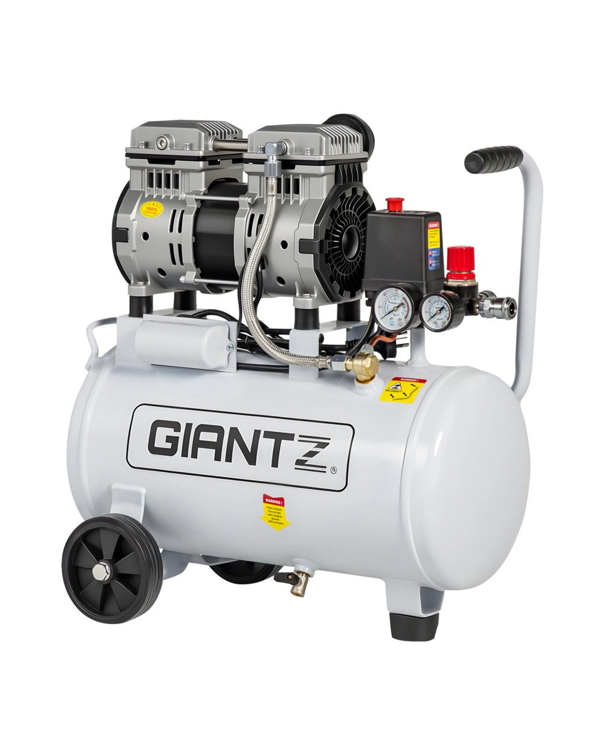 1 Giantz 24L Air Compressor Quiet 0.75HP Oil-Free Portable Tyre Inflator 40L/Min - White, 1 of 9