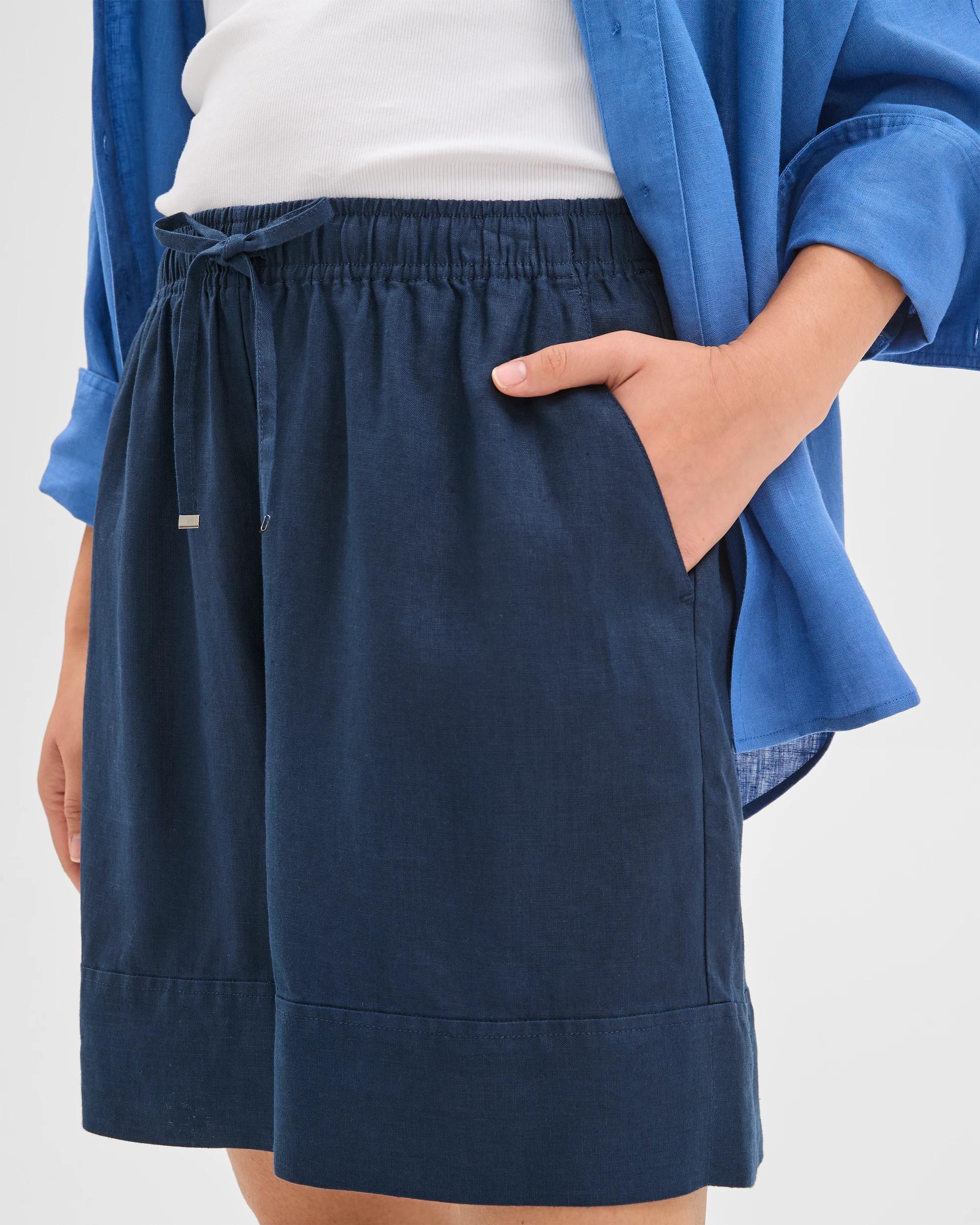 4 Target European Linen Long Shorts NAVY, 4 of 5