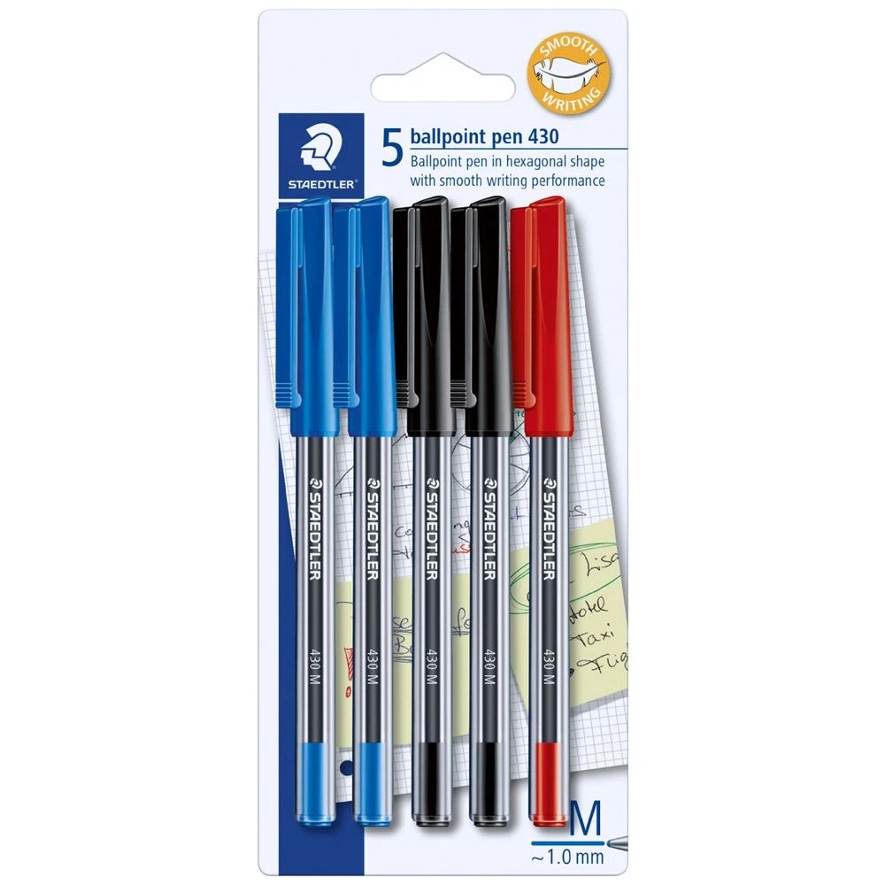 1 Staedtler 430 Medium Ballpoint Pens Assorted 5 Pack, 1 of 4