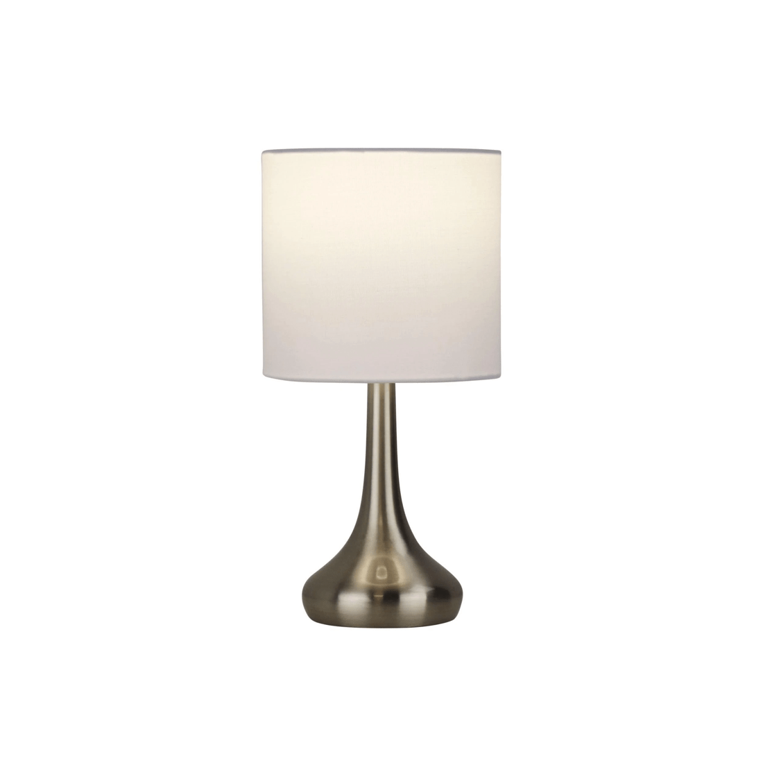 3 Oriel Lighting Lola Touch Bedside Lamp, Brushed Chrome with White Poly‑Cotton Shade
 - metallic, 3 of 3