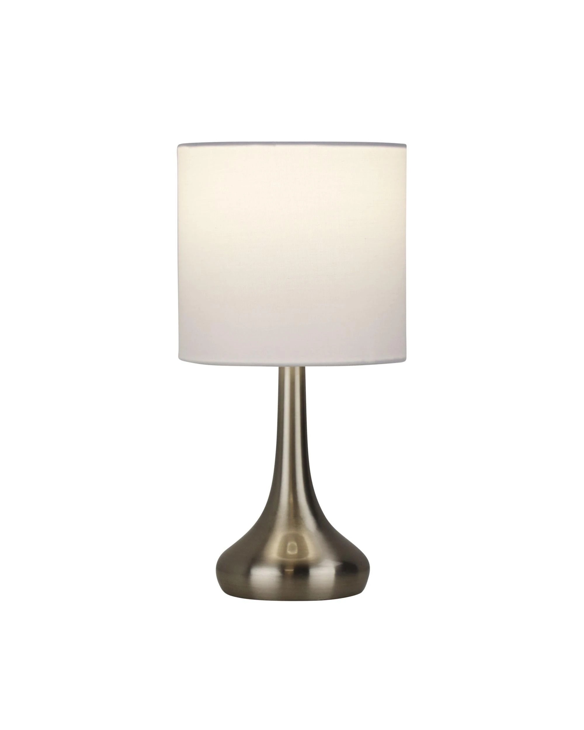 3 Oriel Lighting Lola Touch Bedside Lamp, Brushed Chrome with White Poly‑Cotton Shade
 - metallic, 3 of 3