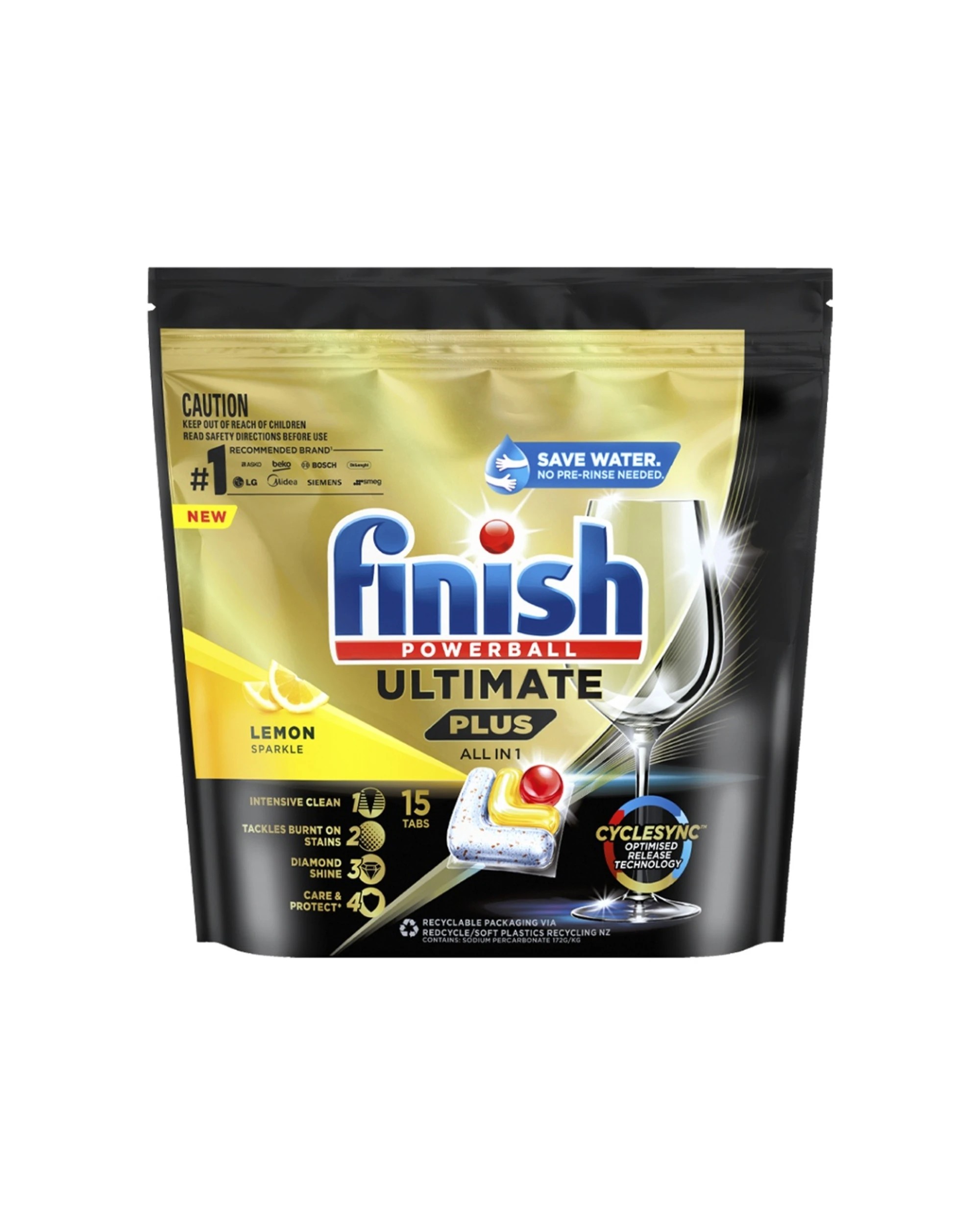 1 Finish Powerball Ultimate Plus All In 1 Dishwashing Tablets Lemon Sparkle, 1 of 3
