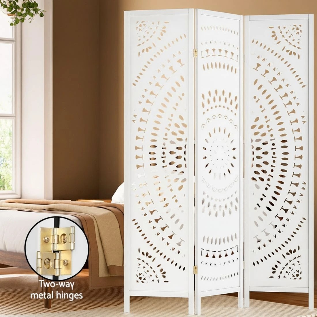 5 Artiss 3 Panel Room Divider Screen 132x170cm Circle - White, 5 of 7