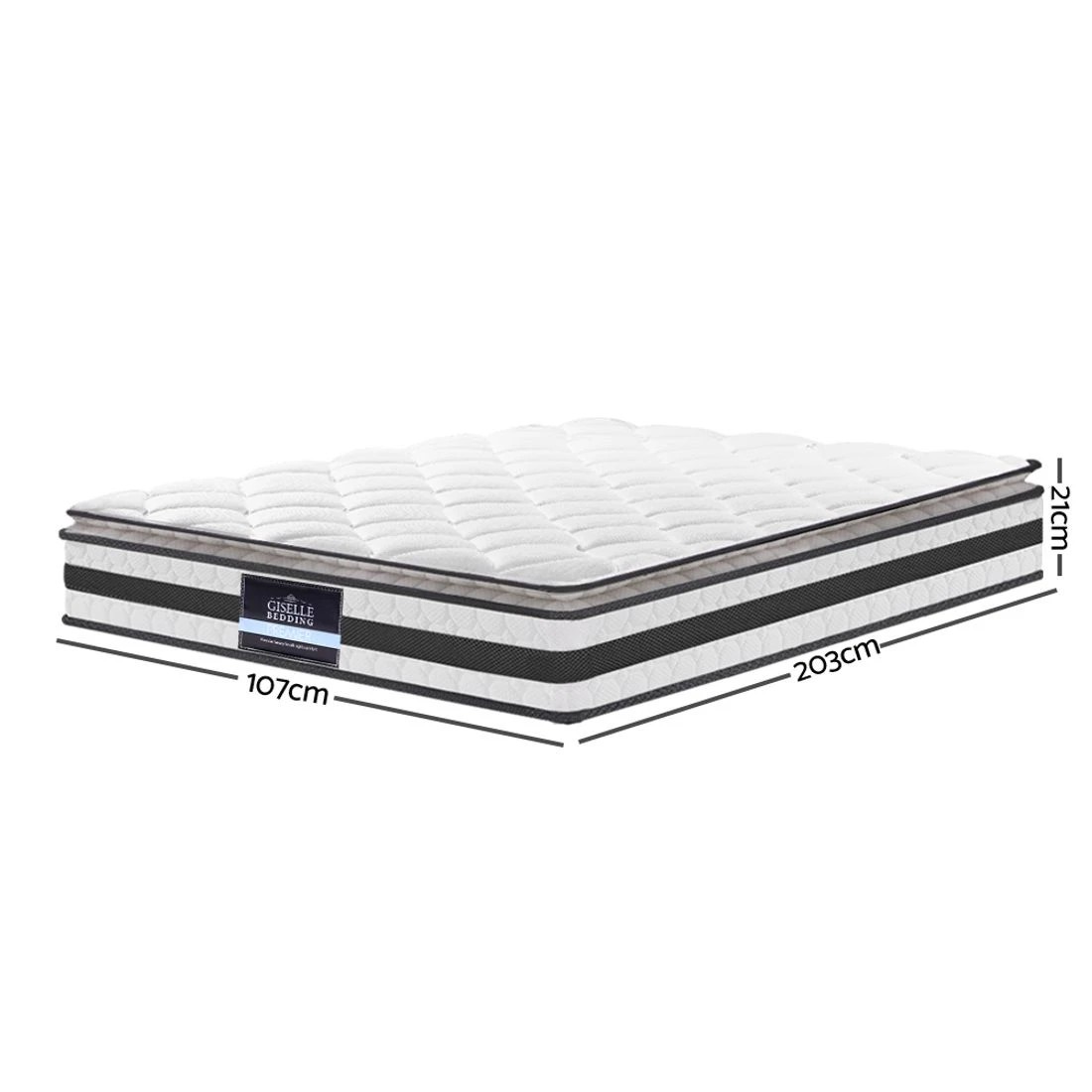 2 Giselle Bedding 21cm Mattress Pillow Top King Single - White, 2 of 8