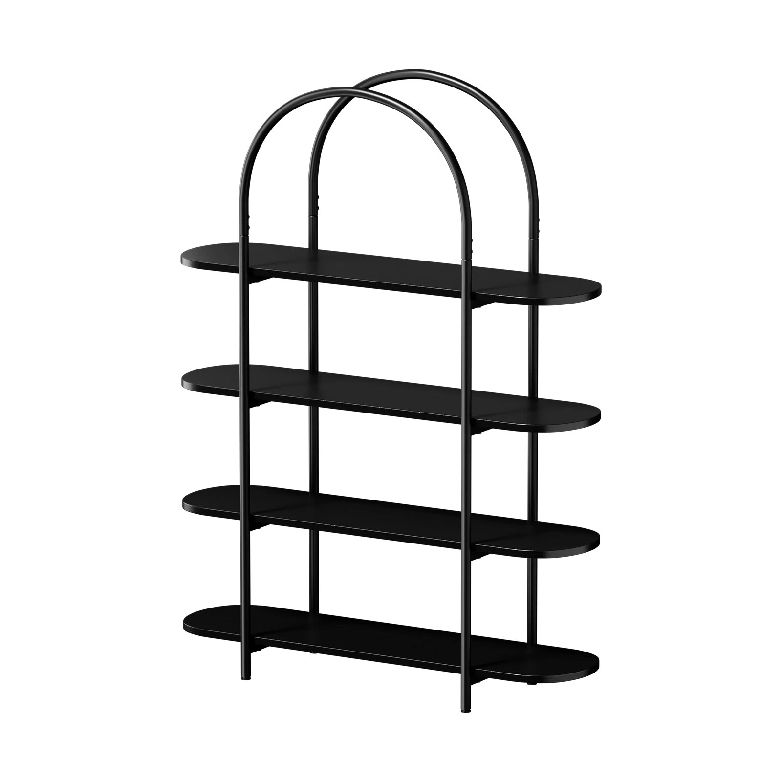 1 Oikiture Bookshelf 4 Tier Arched Display Shelf Home Industrial - Black, 1 of 9
