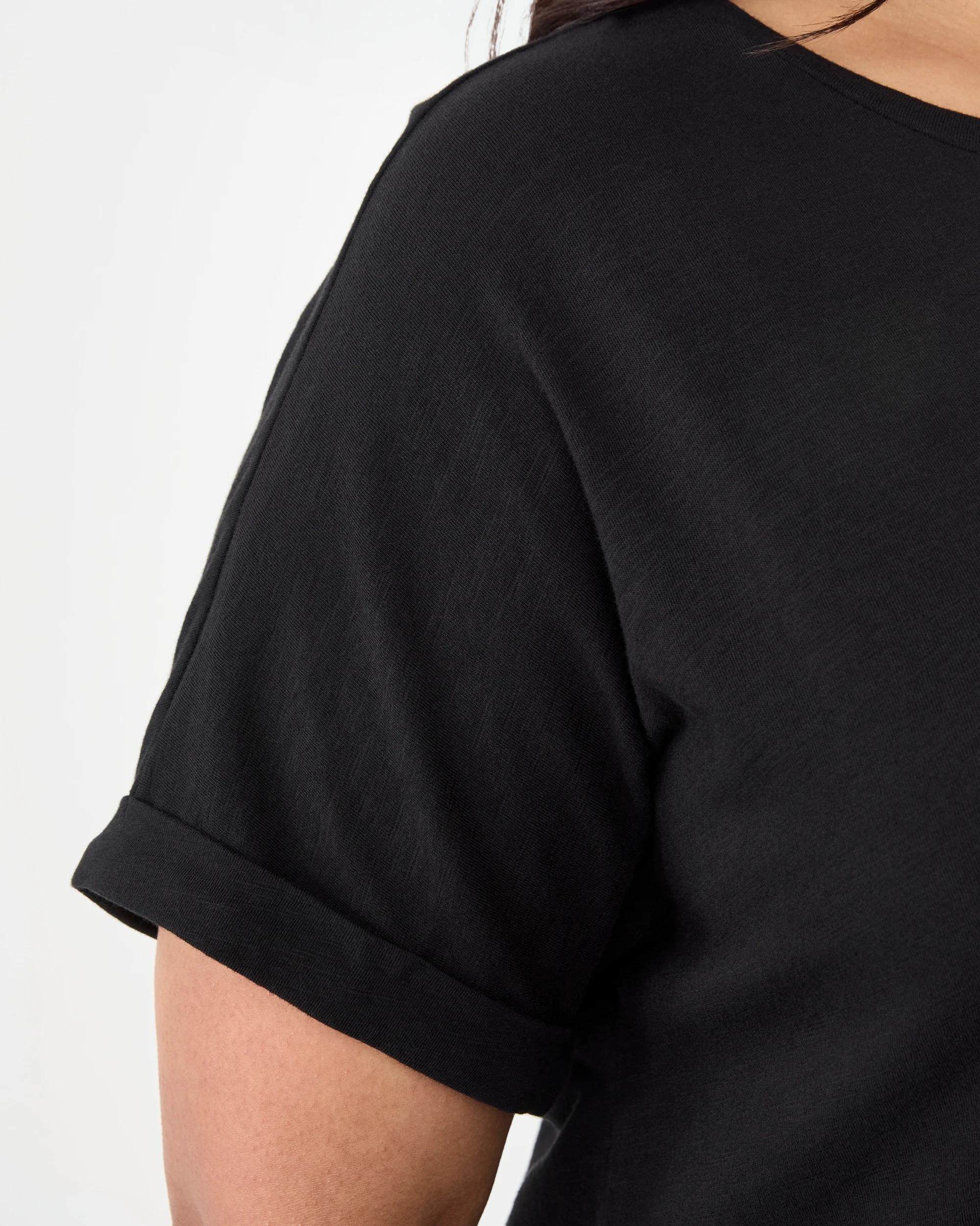 6 Curve Short Sleeve Longline Slub T-Shirt Black, 6 of 6
