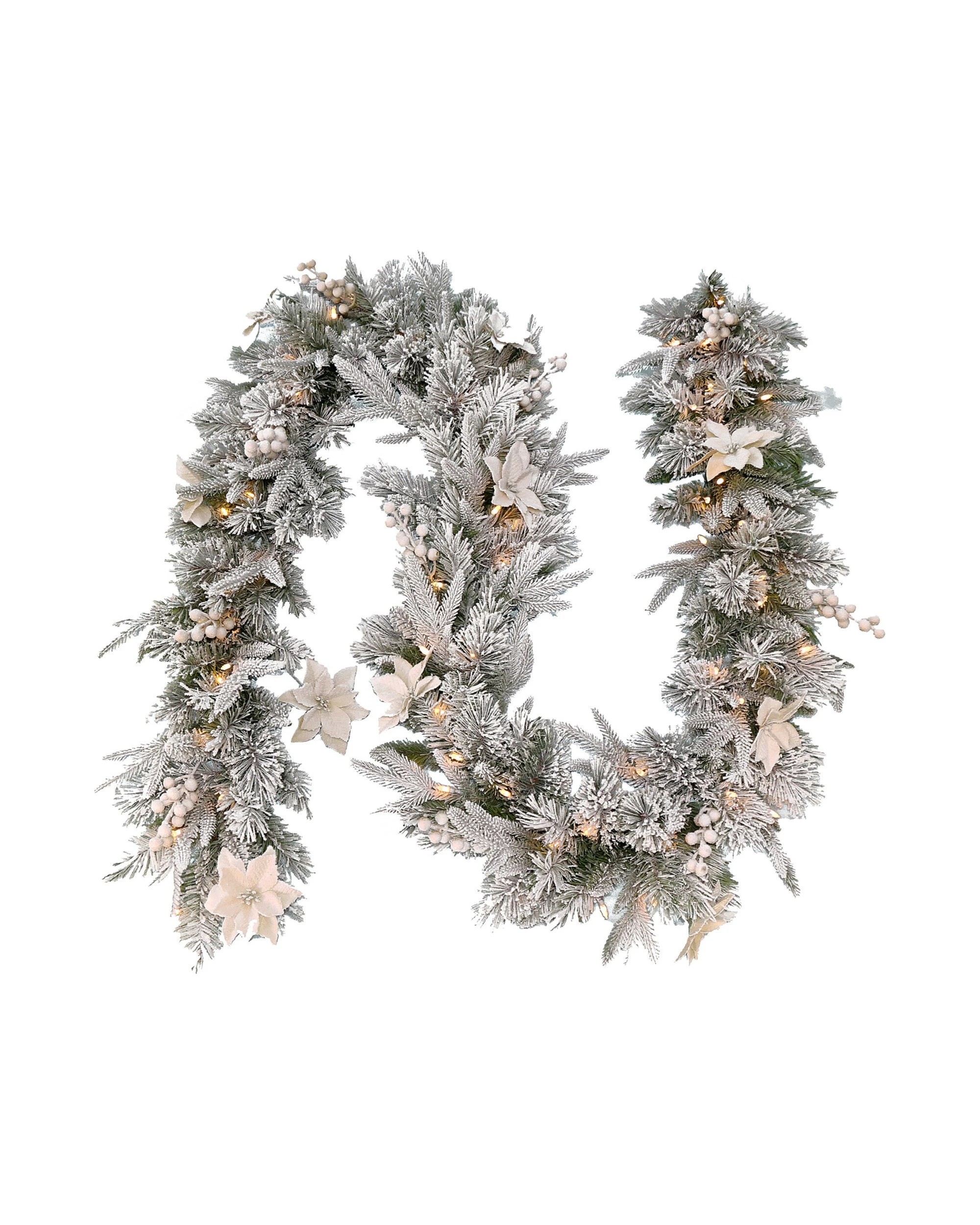 1 Christabelle 2.74m Christmas Garland Snow Frosted Colonial Tree Decoration Ornament White Green, 1 of 7
