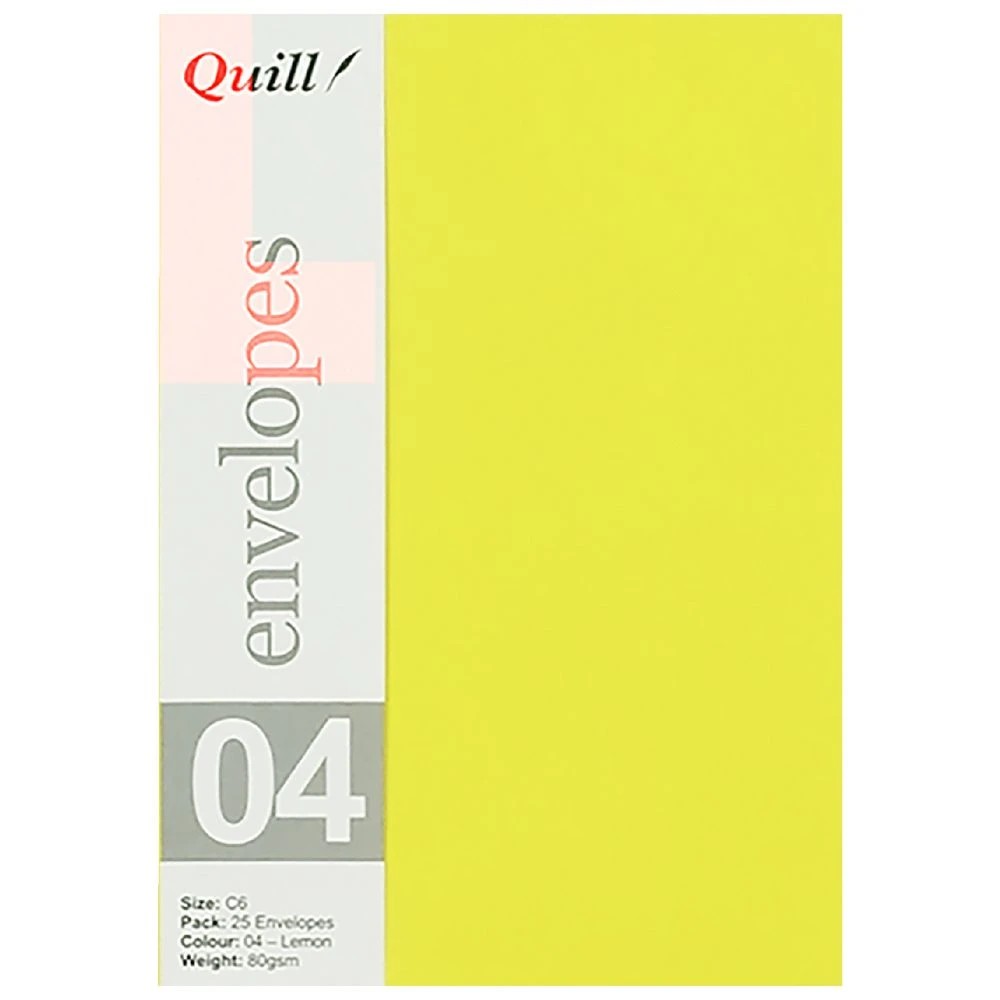 4 Quill C6 Envelopes Lemon Yellow 25 Pack, 4 of 4